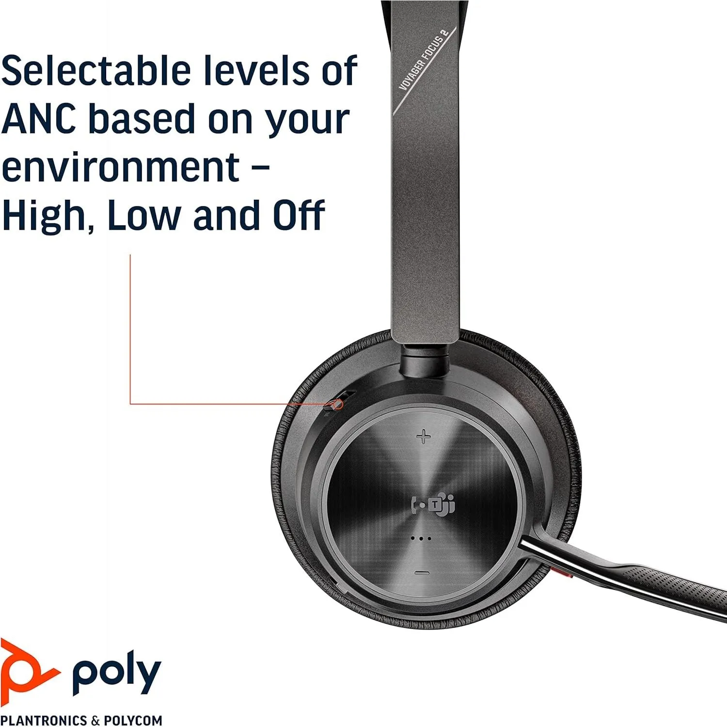 Poly Voyager Focus 2 UC USB-A Headset – Bluetooth Stereo Headset with Boom Mic, Active Noise Canceling, PC/Mac Compatible, Teams Certified, Zoom Ready
