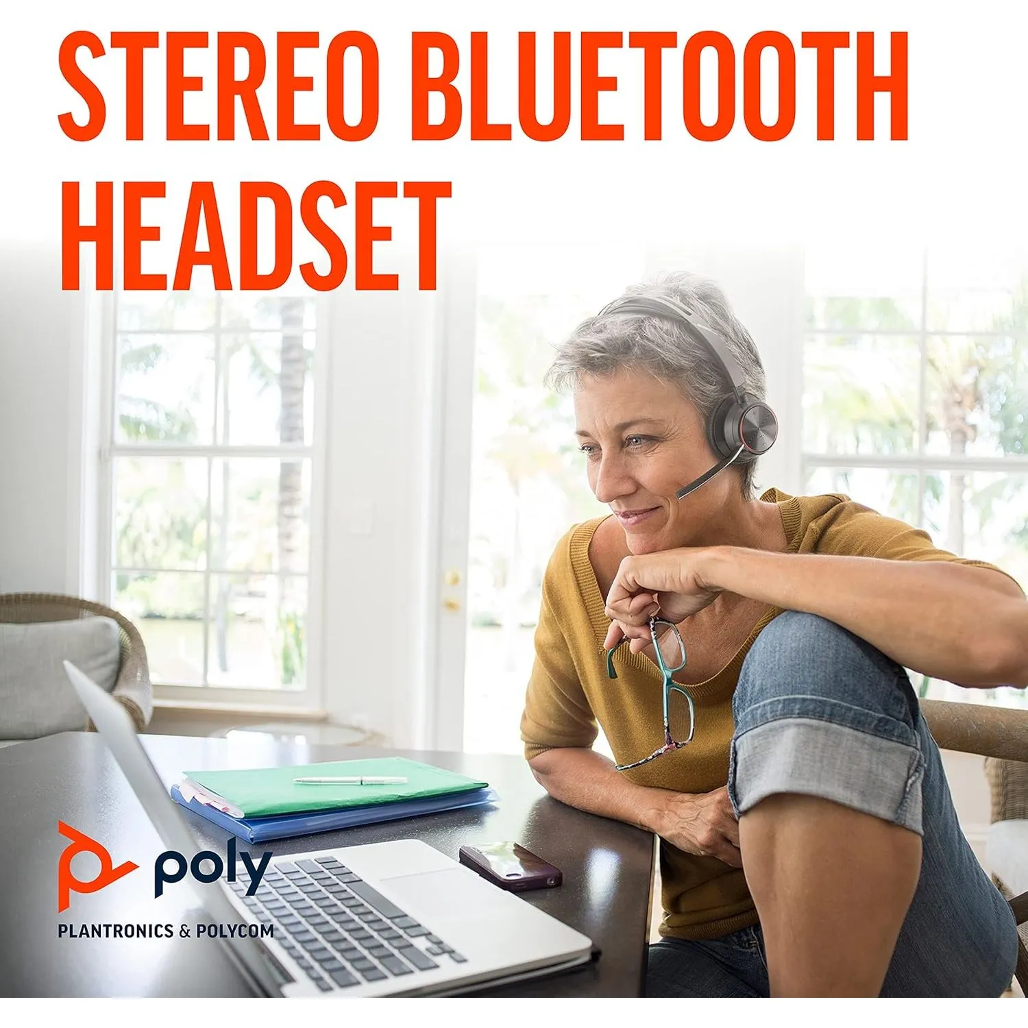 Poly Voyager Focus 2 UC USB-A Headset – Bluetooth Stereo Headset with Boom Mic, Active Noise Canceling, PC/Mac Compatible, Teams Certified, Zoom Ready