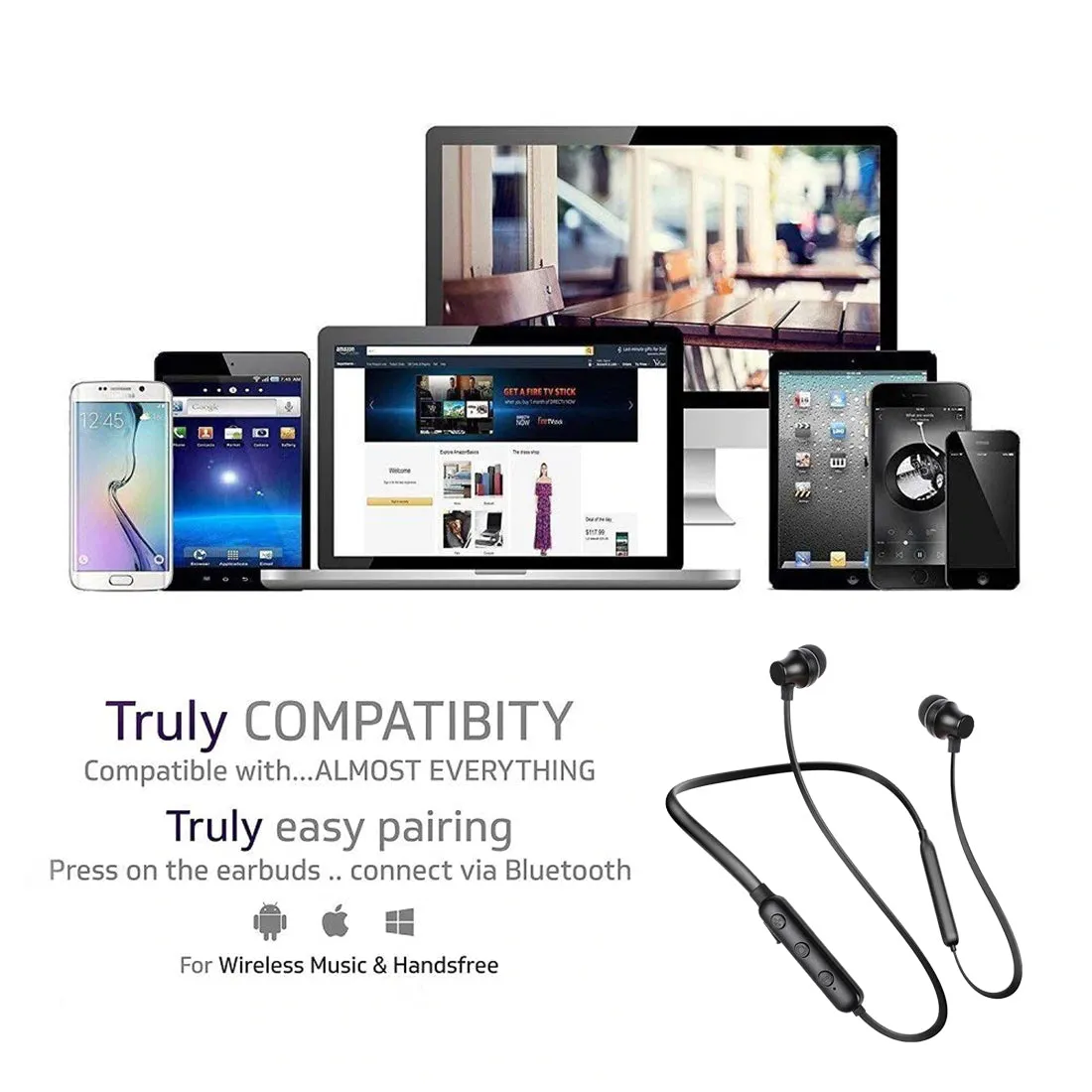 pTron InTunes Lite High Bass In-Ear Wireless Headphones with Mic - (Black)