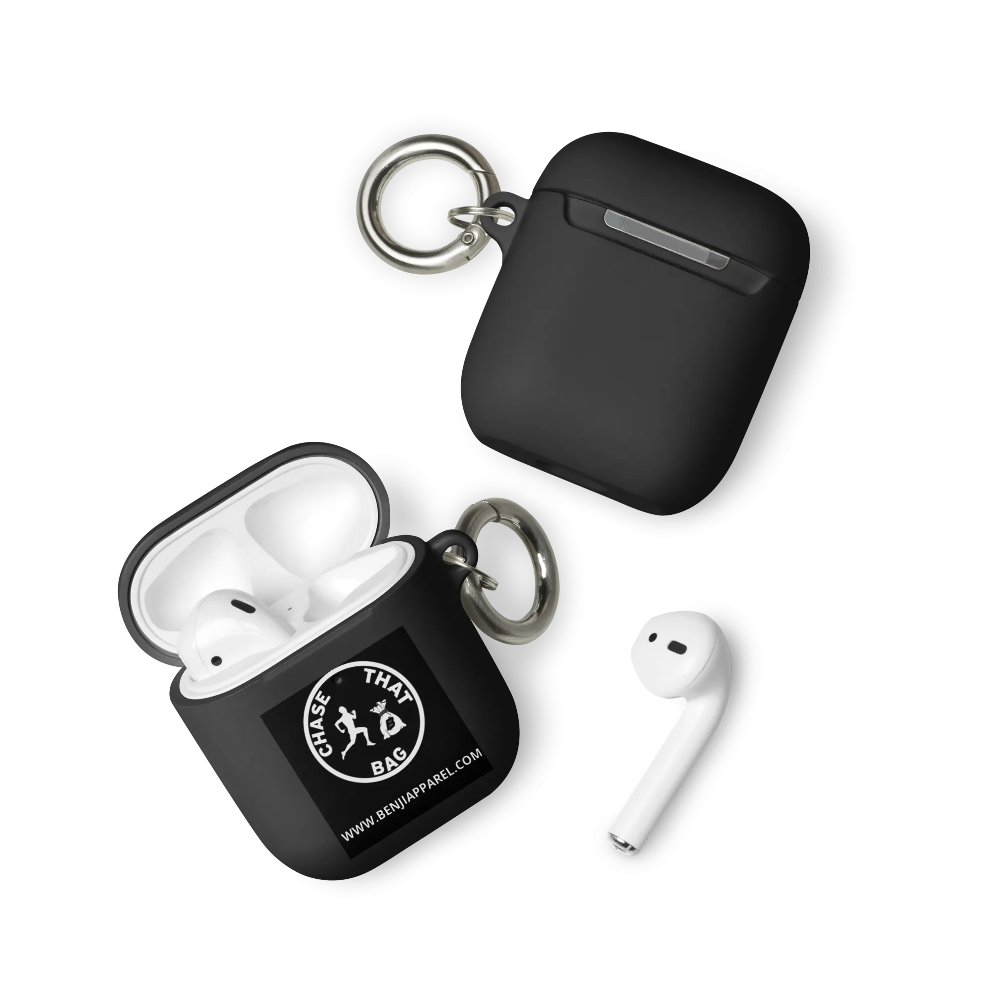 "Chase That Bag" Black (White logo) AirPods case