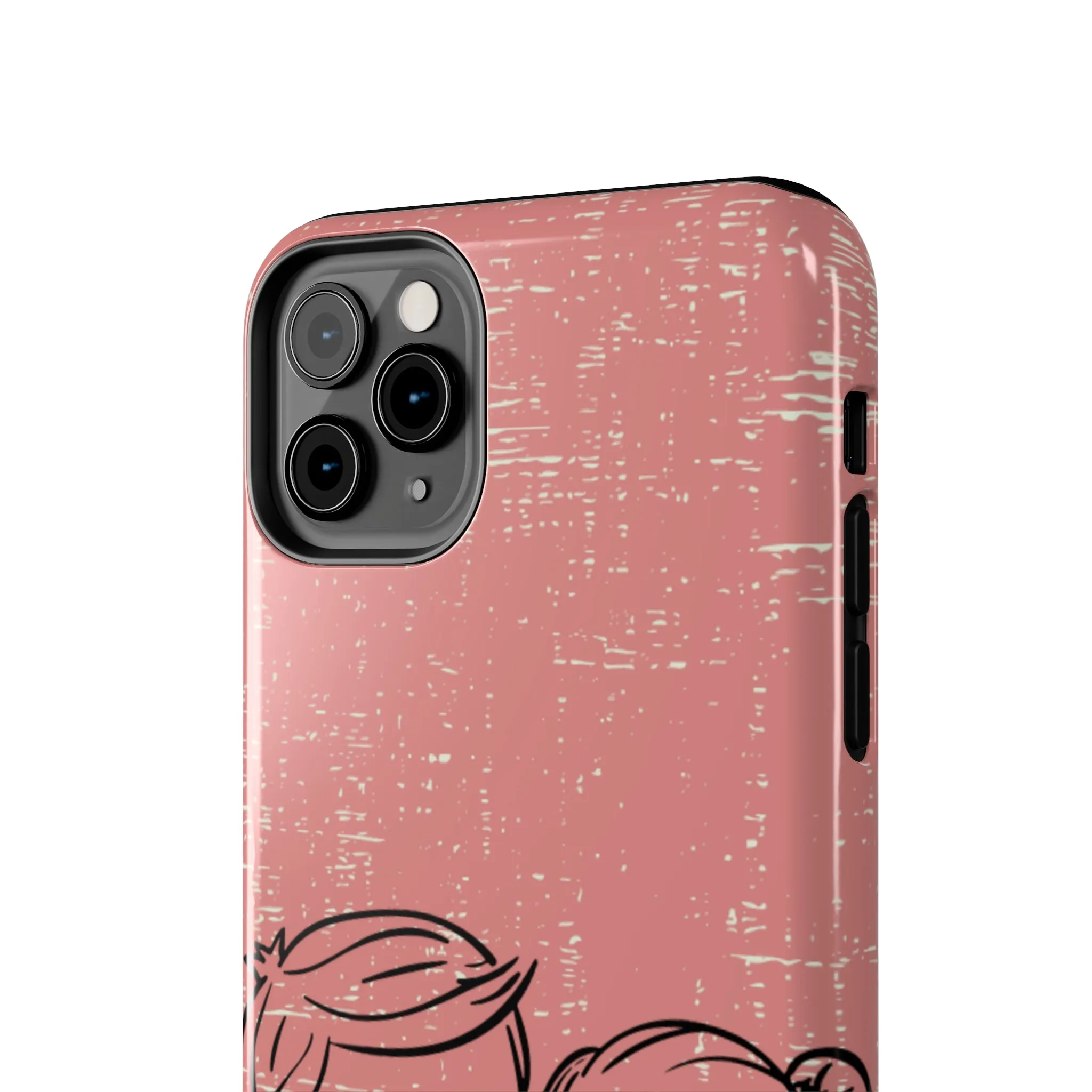 Romantic Couple Holding Hands Line Drawing Cell Phone Case - Rose Colored Love Cover