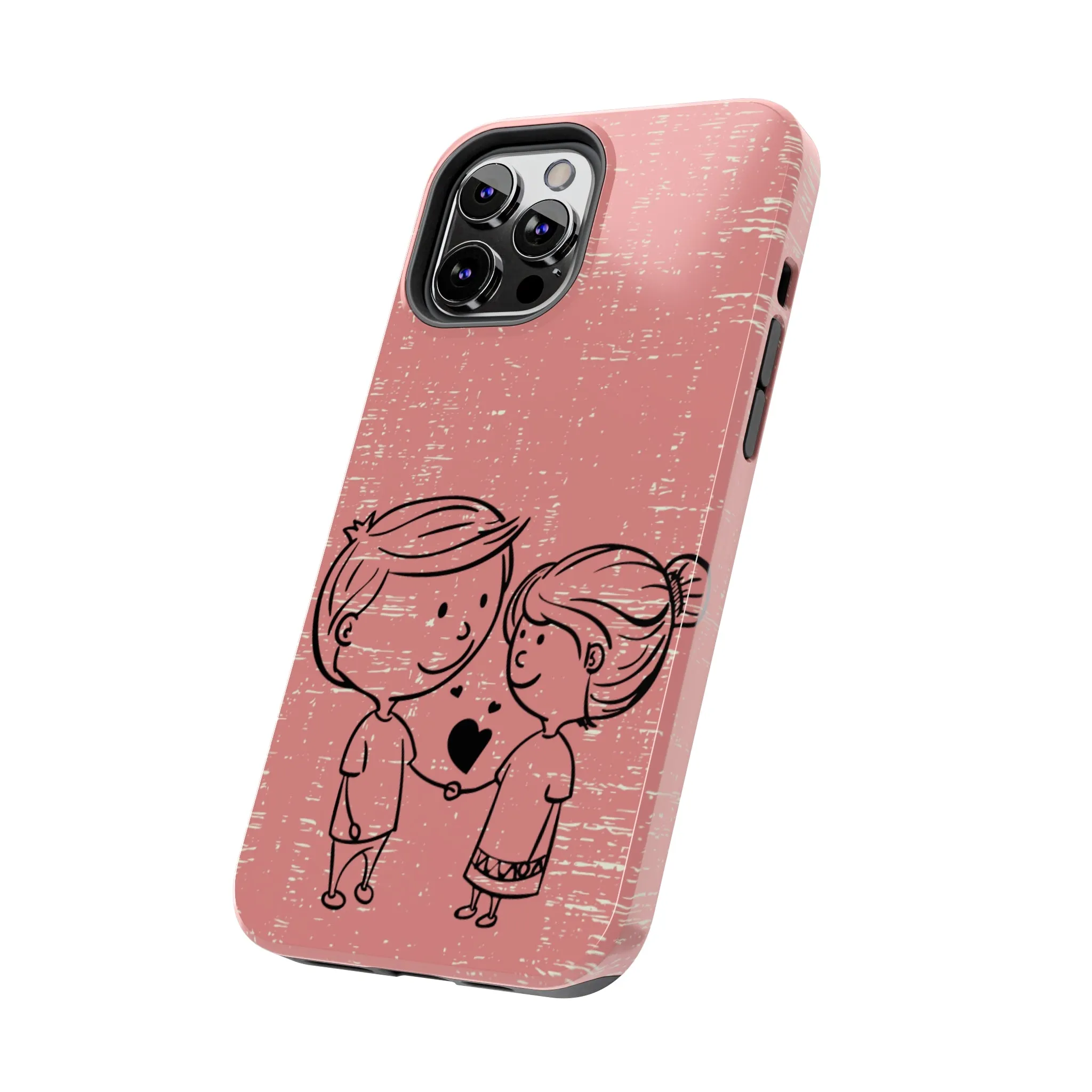Romantic Couple Holding Hands Line Drawing Cell Phone Case - Rose Colored Love Cover