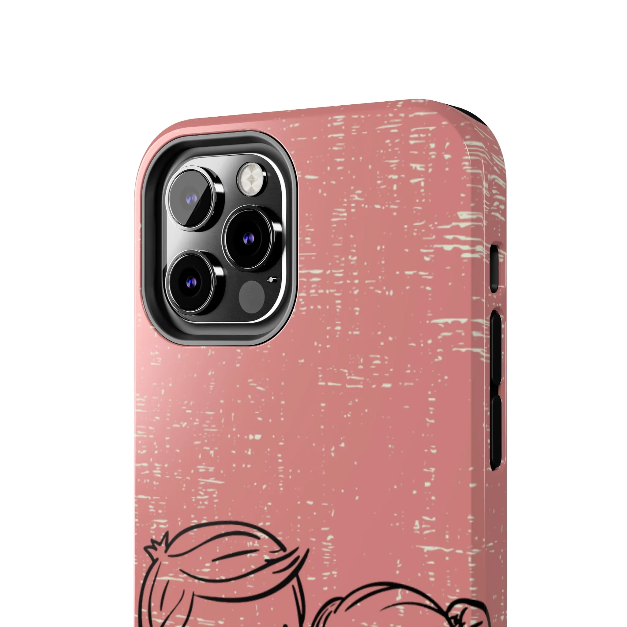 Romantic Couple Holding Hands Line Drawing Cell Phone Case - Rose Colored Love Cover