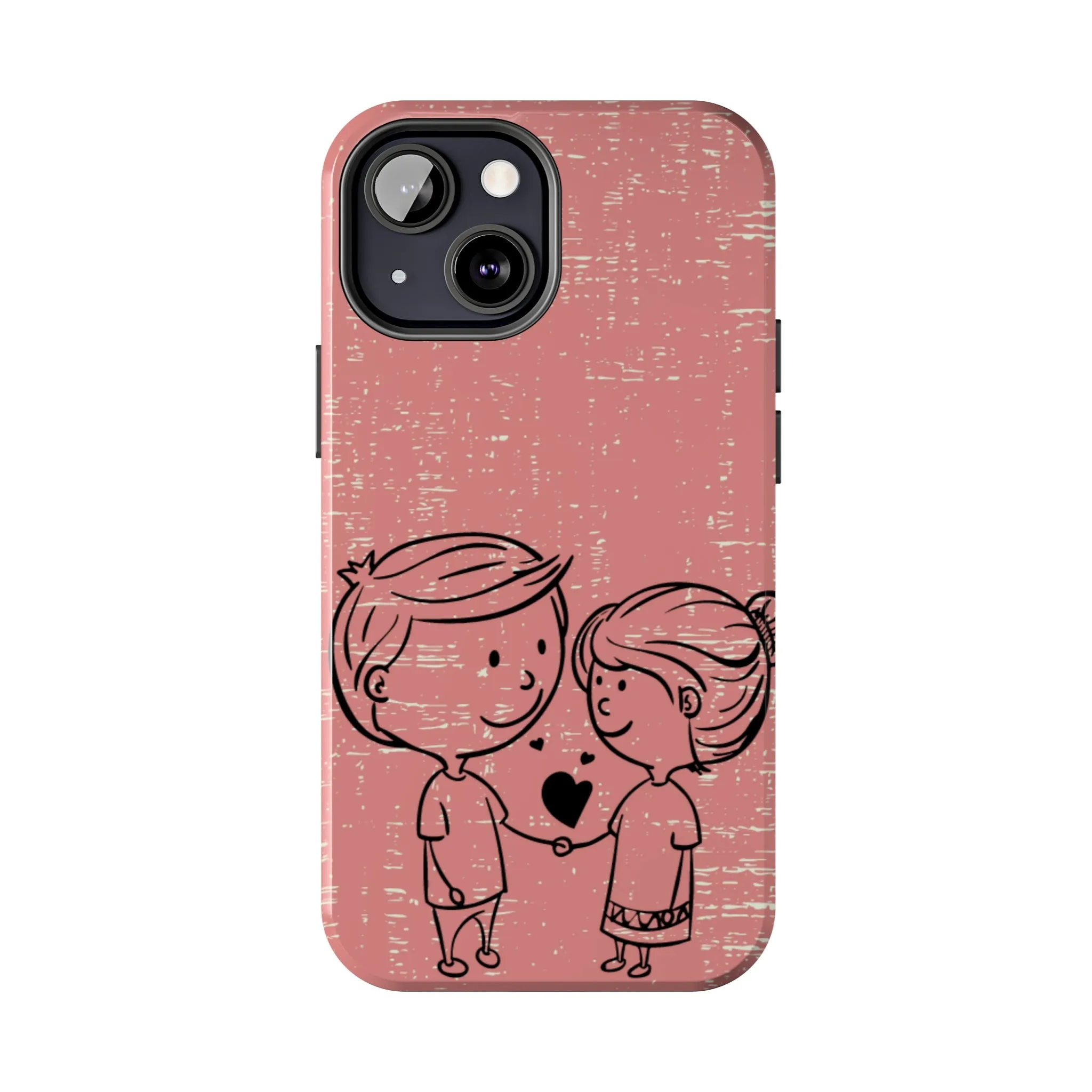 Romantic Couple Holding Hands Line Drawing Cell Phone Case - Rose Colored Love Cover