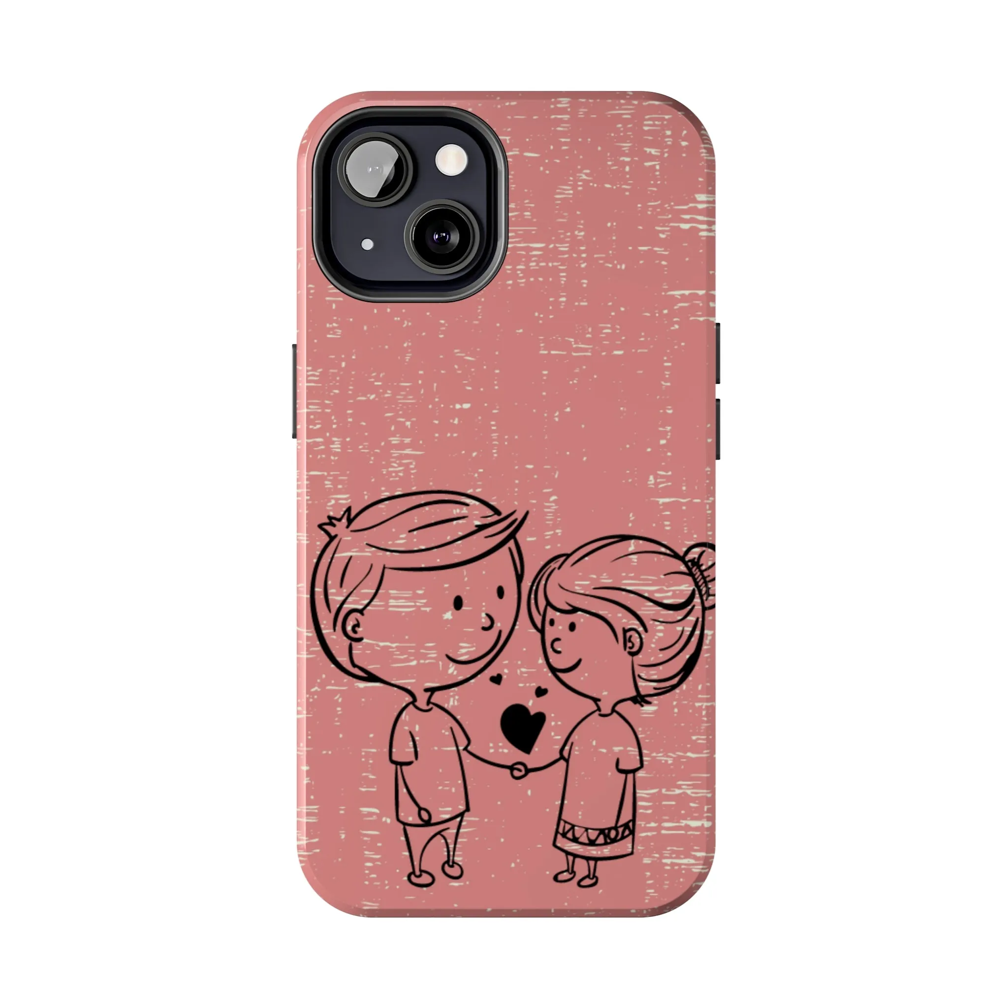 Romantic Couple Holding Hands Line Drawing Cell Phone Case - Rose Colored Love Cover