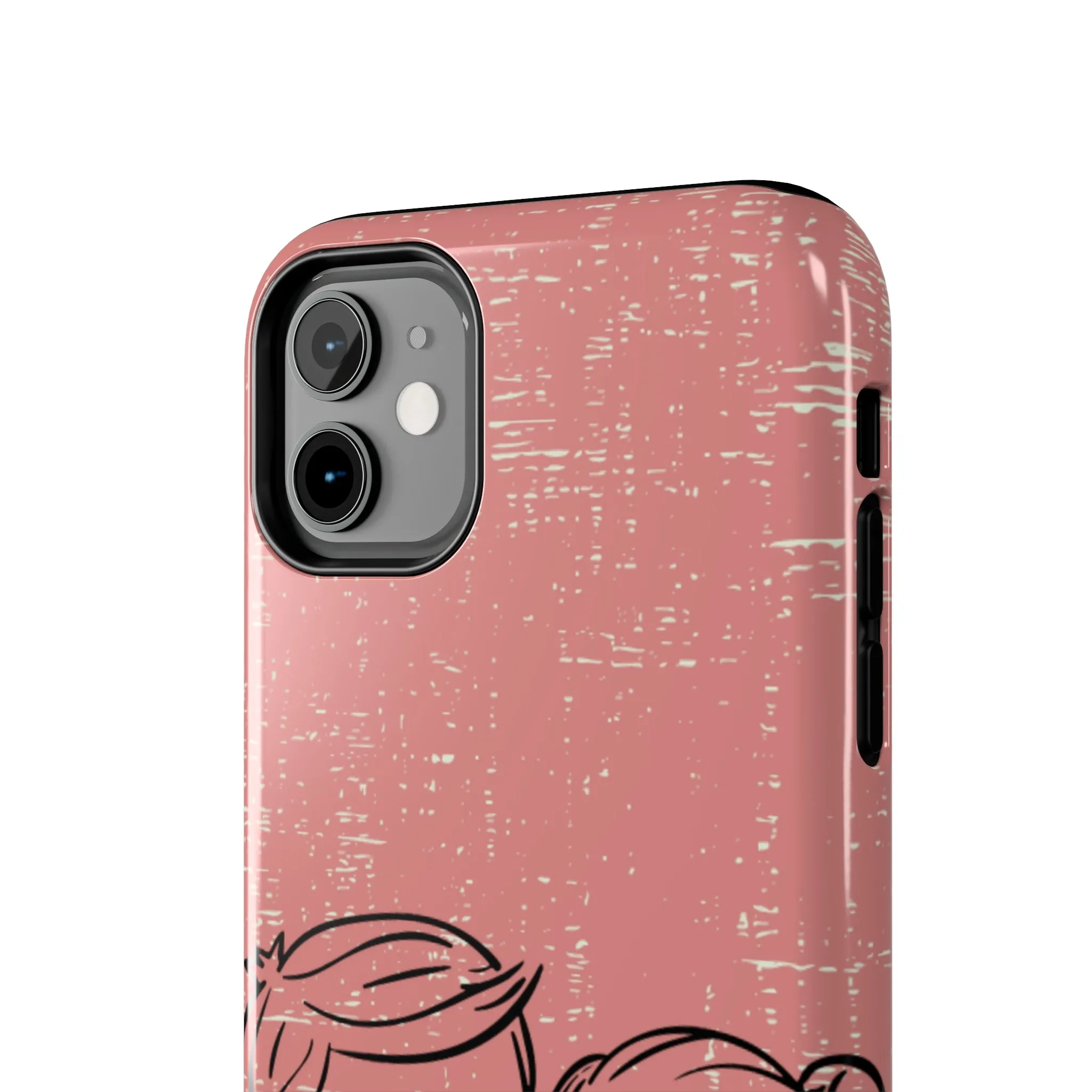 Romantic Couple Holding Hands Line Drawing Cell Phone Case - Rose Colored Love Cover