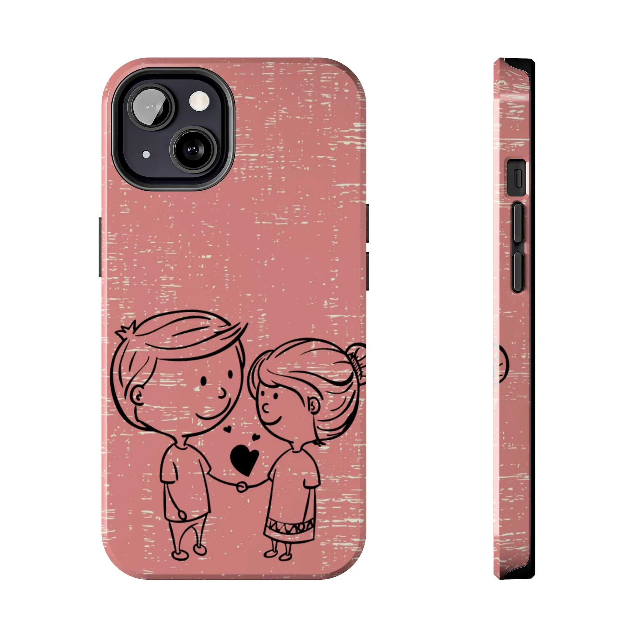 Romantic Couple Holding Hands Line Drawing Cell Phone Case - Rose Colored Love Cover
