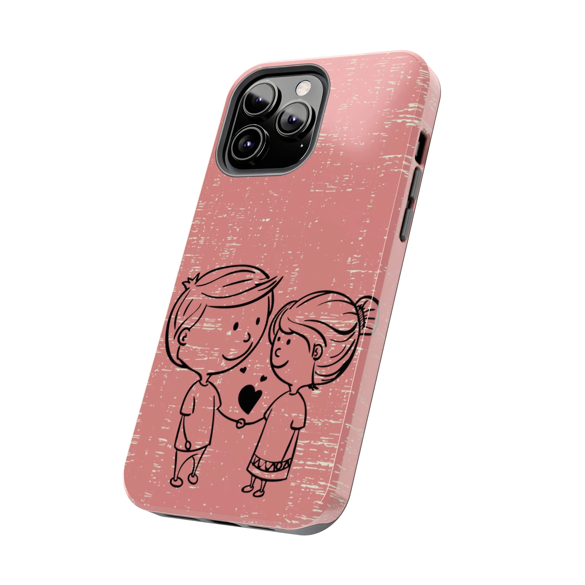Romantic Couple Holding Hands Line Drawing Cell Phone Case - Rose Colored Love Cover