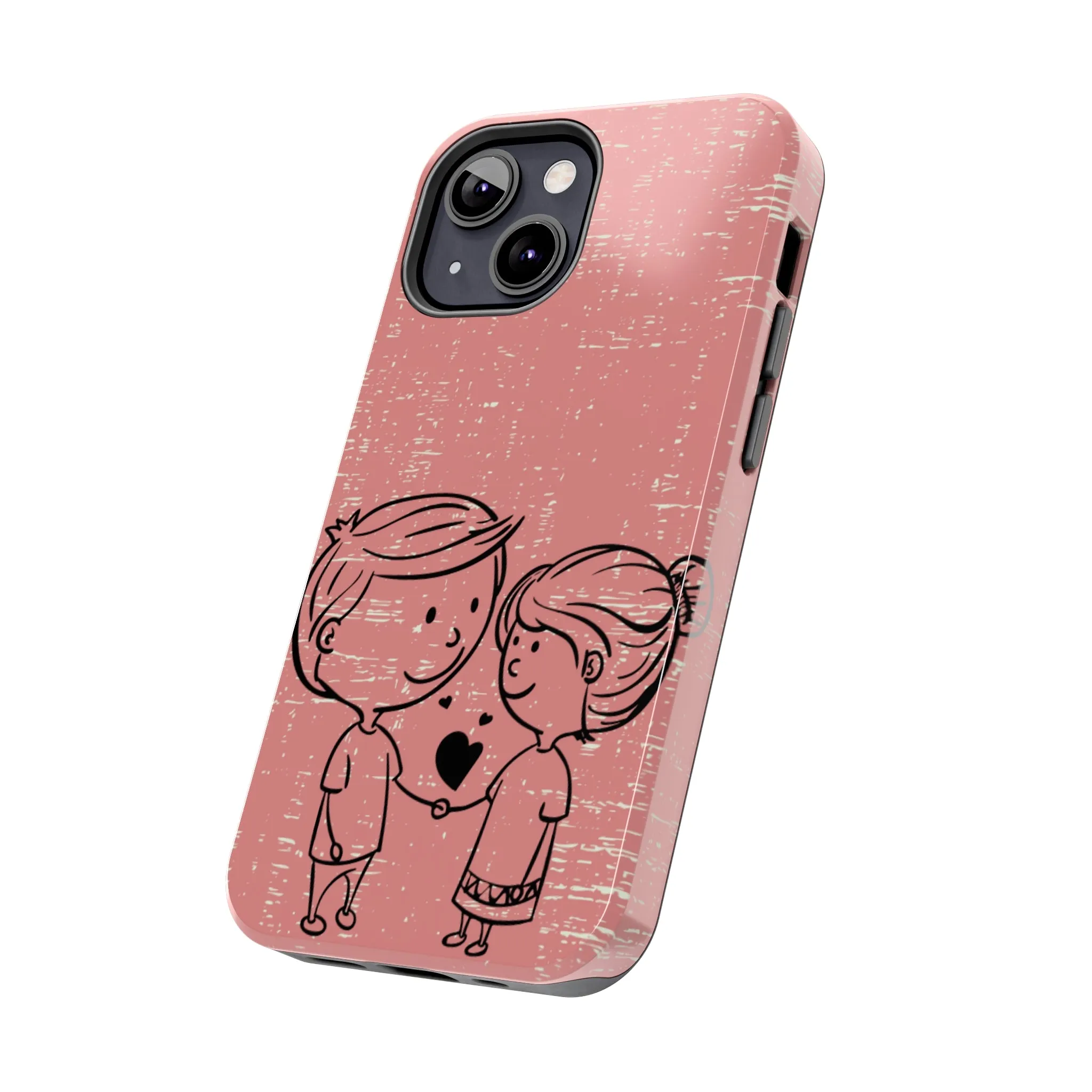 Romantic Couple Holding Hands Line Drawing Cell Phone Case - Rose Colored Love Cover