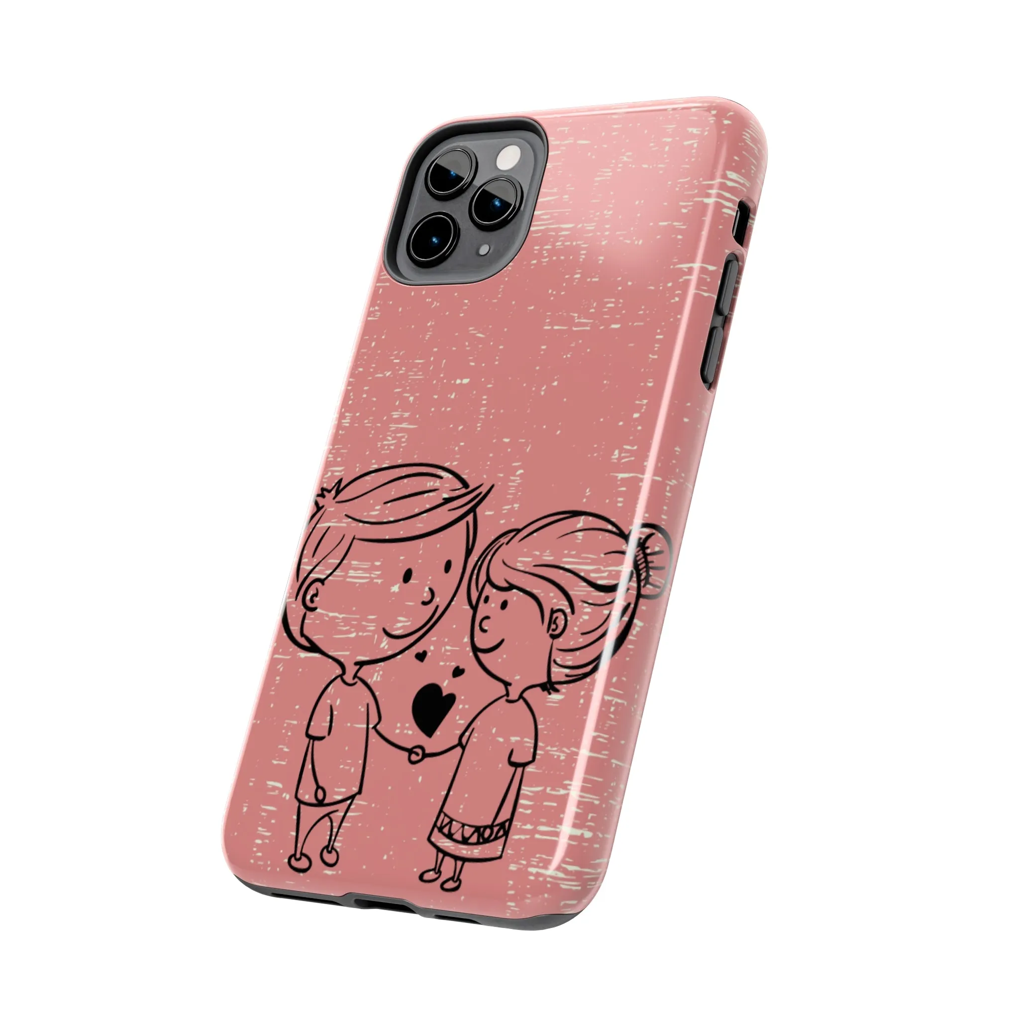 Romantic Couple Holding Hands Line Drawing Cell Phone Case - Rose Colored Love Cover