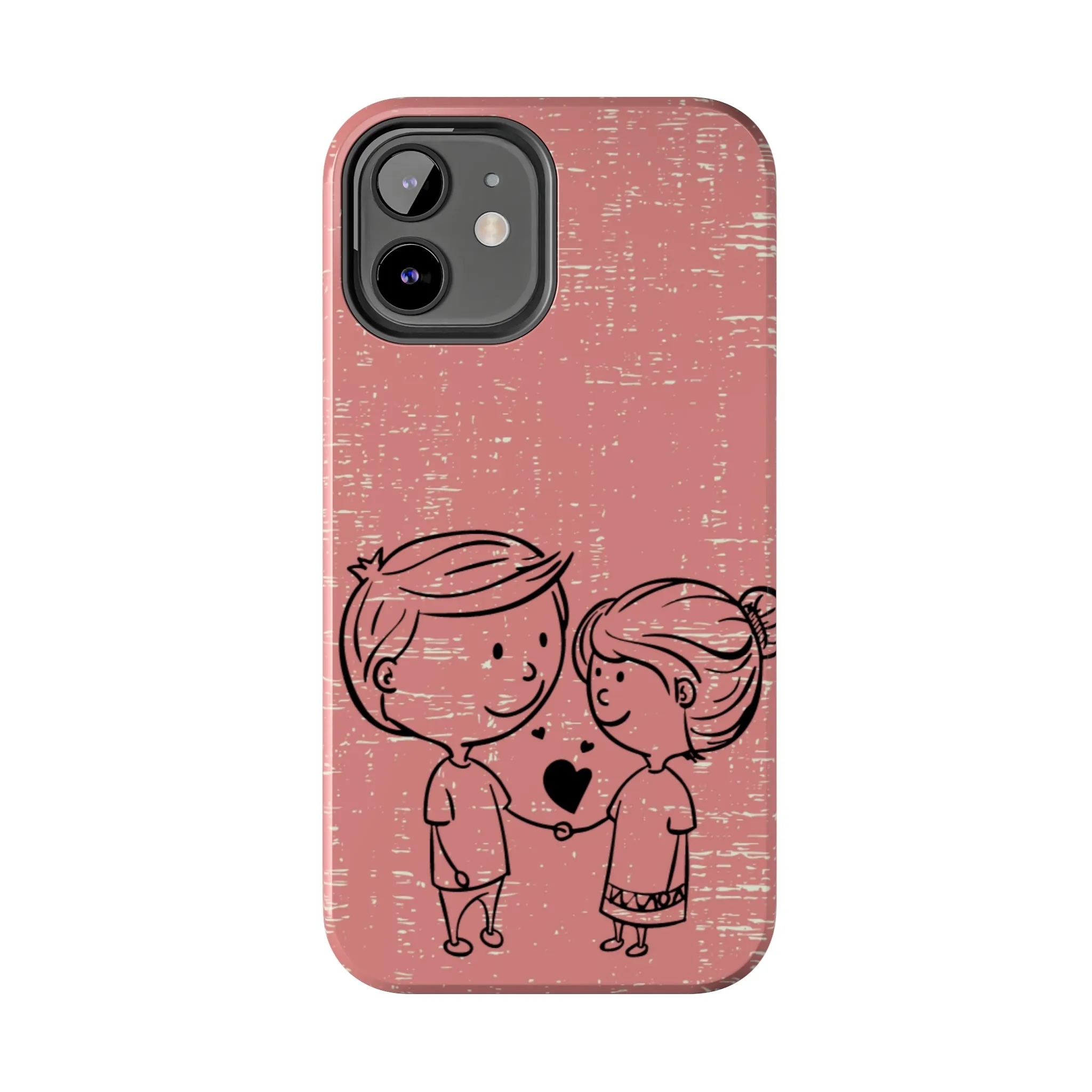 Romantic Couple Holding Hands Line Drawing Cell Phone Case - Rose Colored Love Cover