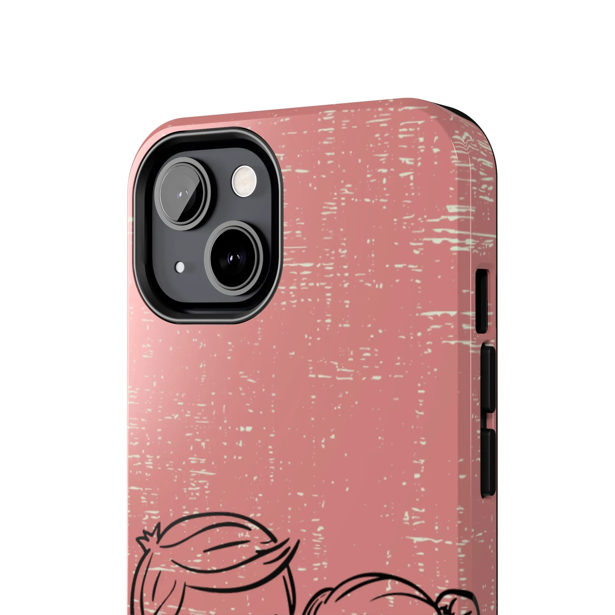 Romantic Couple Holding Hands Line Drawing Cell Phone Case - Rose Colored Love Cover