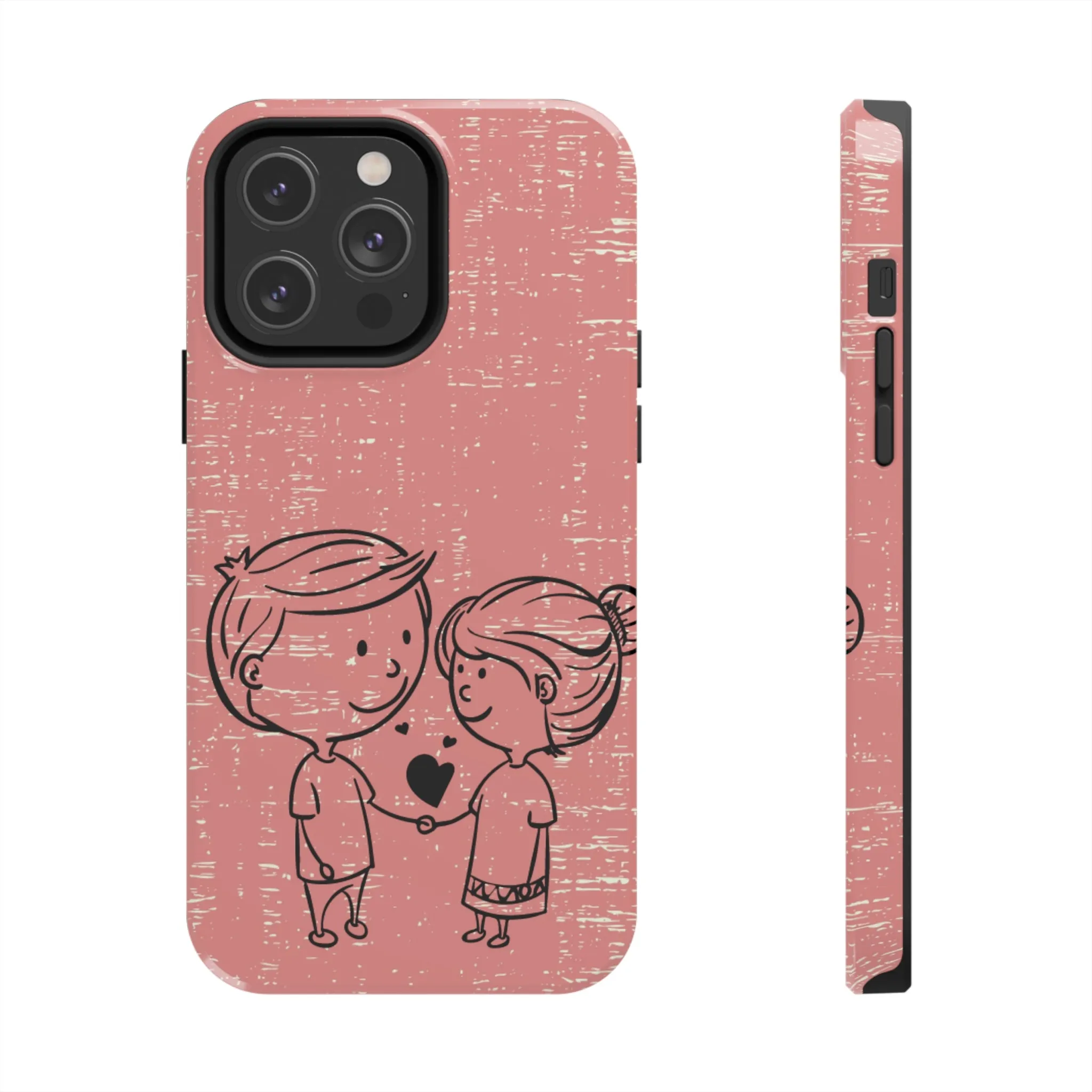Romantic Couple Holding Hands Line Drawing Cell Phone Case - Rose Colored Love Cover