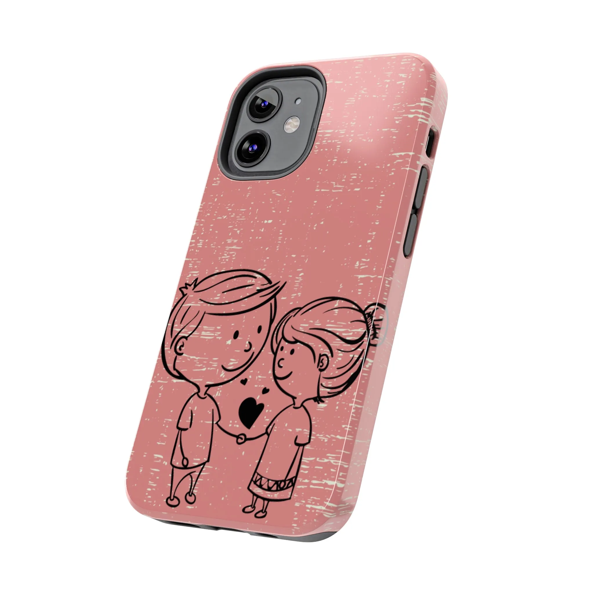 Romantic Couple Holding Hands Line Drawing Cell Phone Case - Rose Colored Love Cover