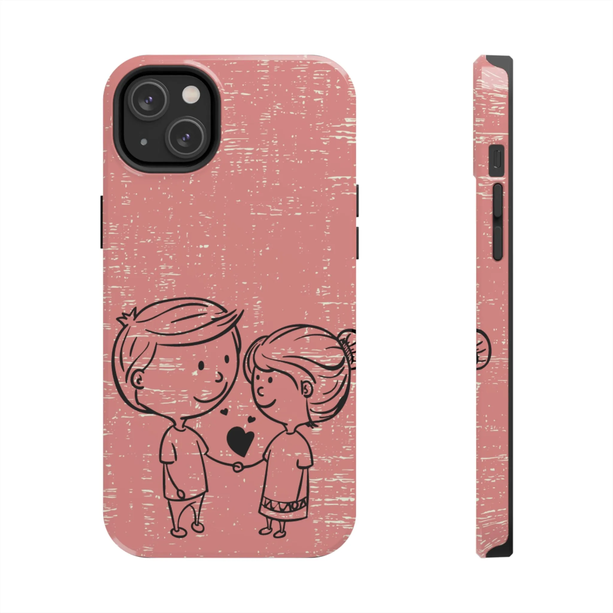 Romantic Couple Holding Hands Line Drawing Cell Phone Case - Rose Colored Love Cover