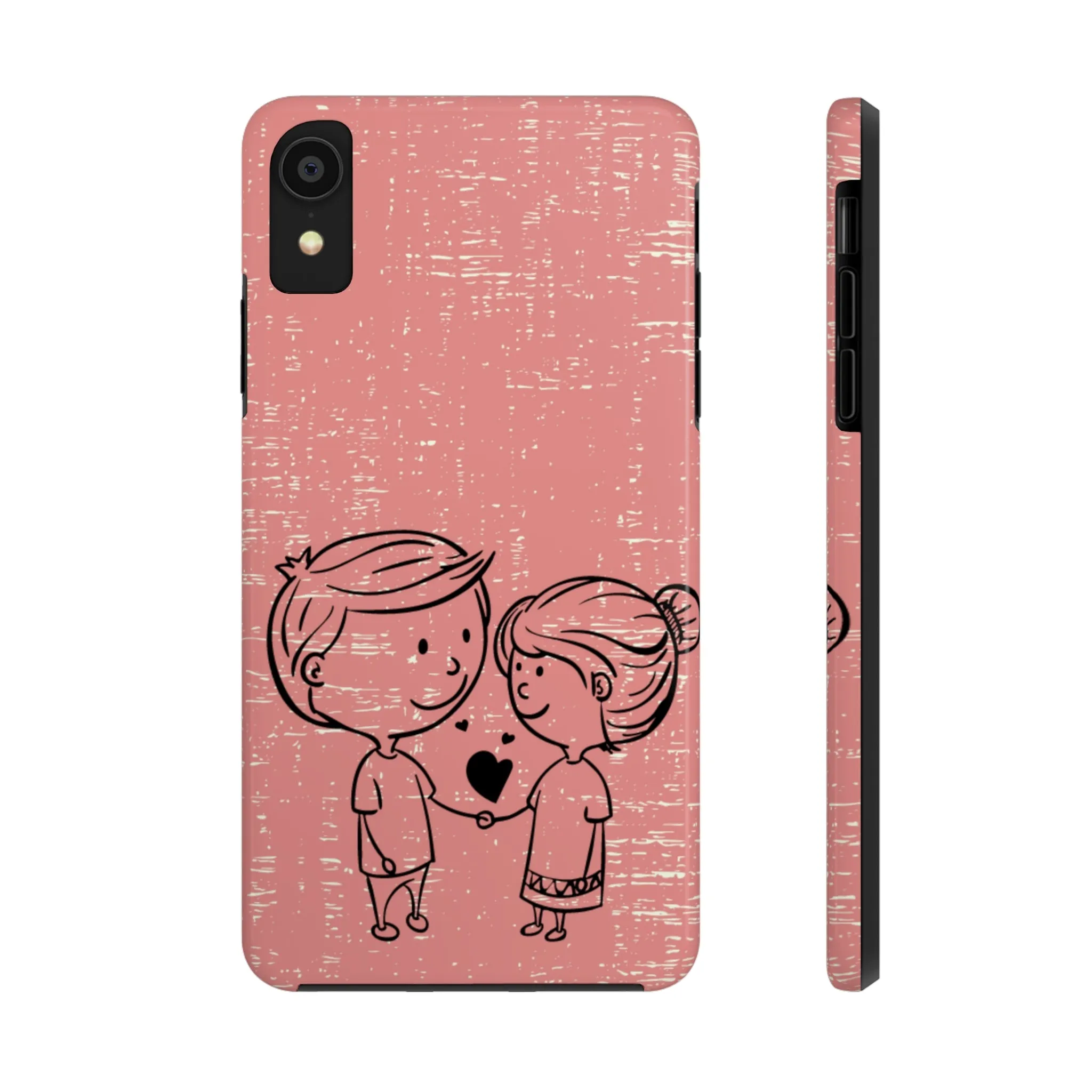 Romantic Couple Holding Hands Line Drawing Cell Phone Case - Rose Colored Love Cover