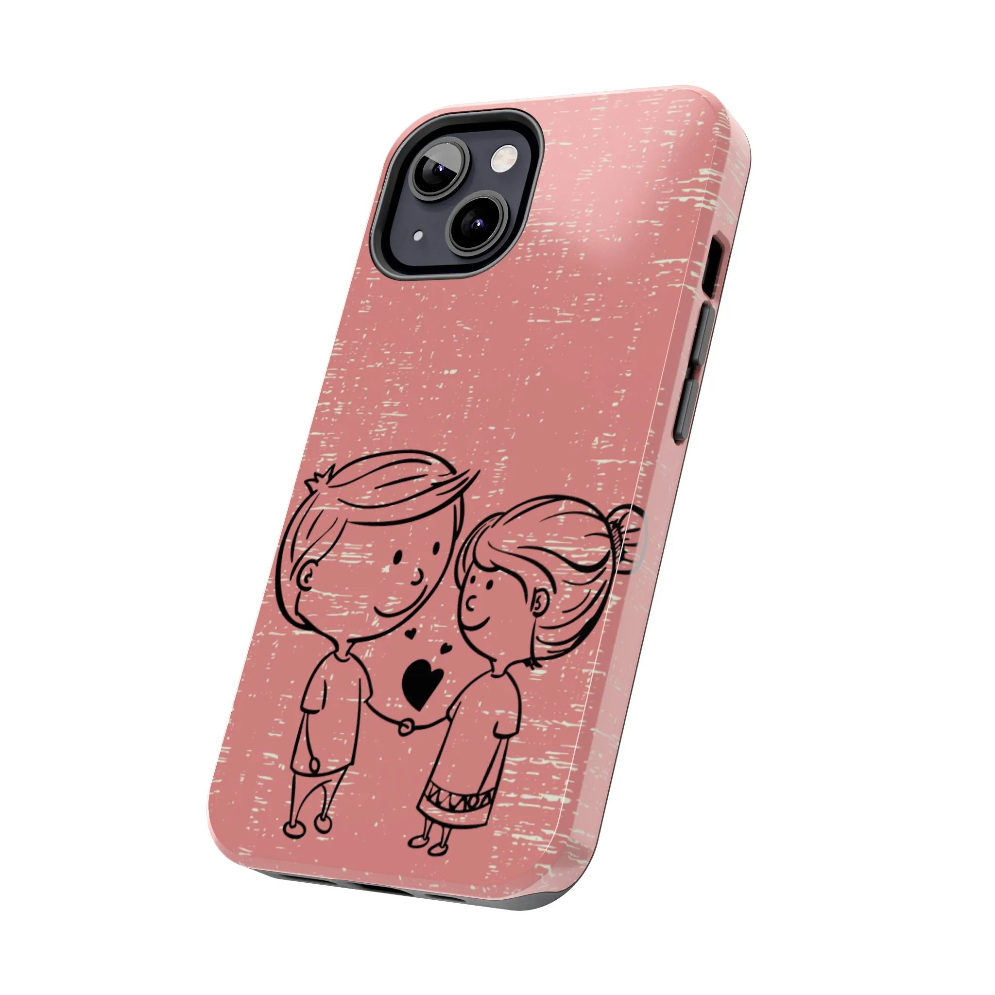 Romantic Couple Holding Hands Line Drawing Cell Phone Case - Rose Colored Love Cover