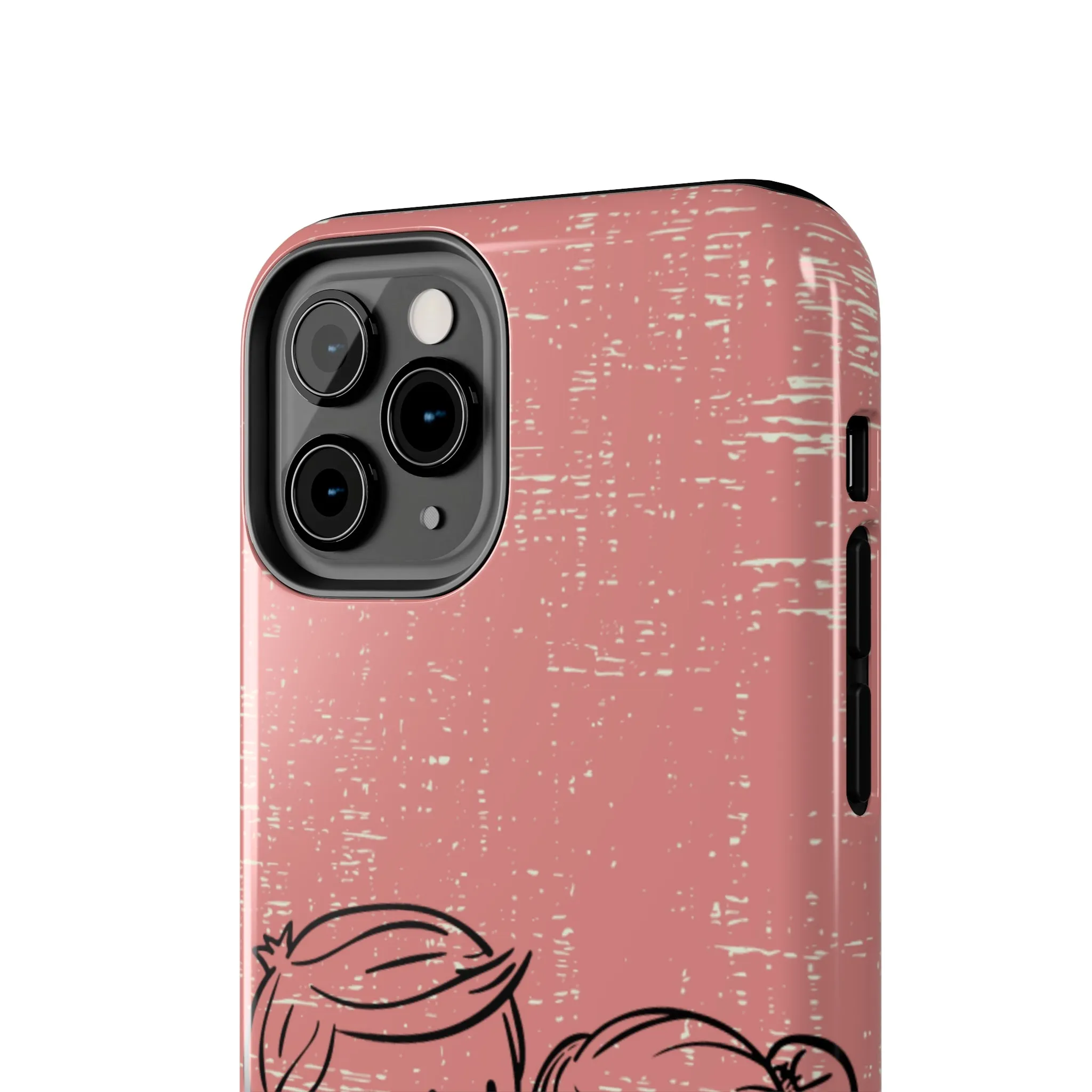 Romantic Couple Holding Hands Line Drawing Cell Phone Case - Rose Colored Love Cover