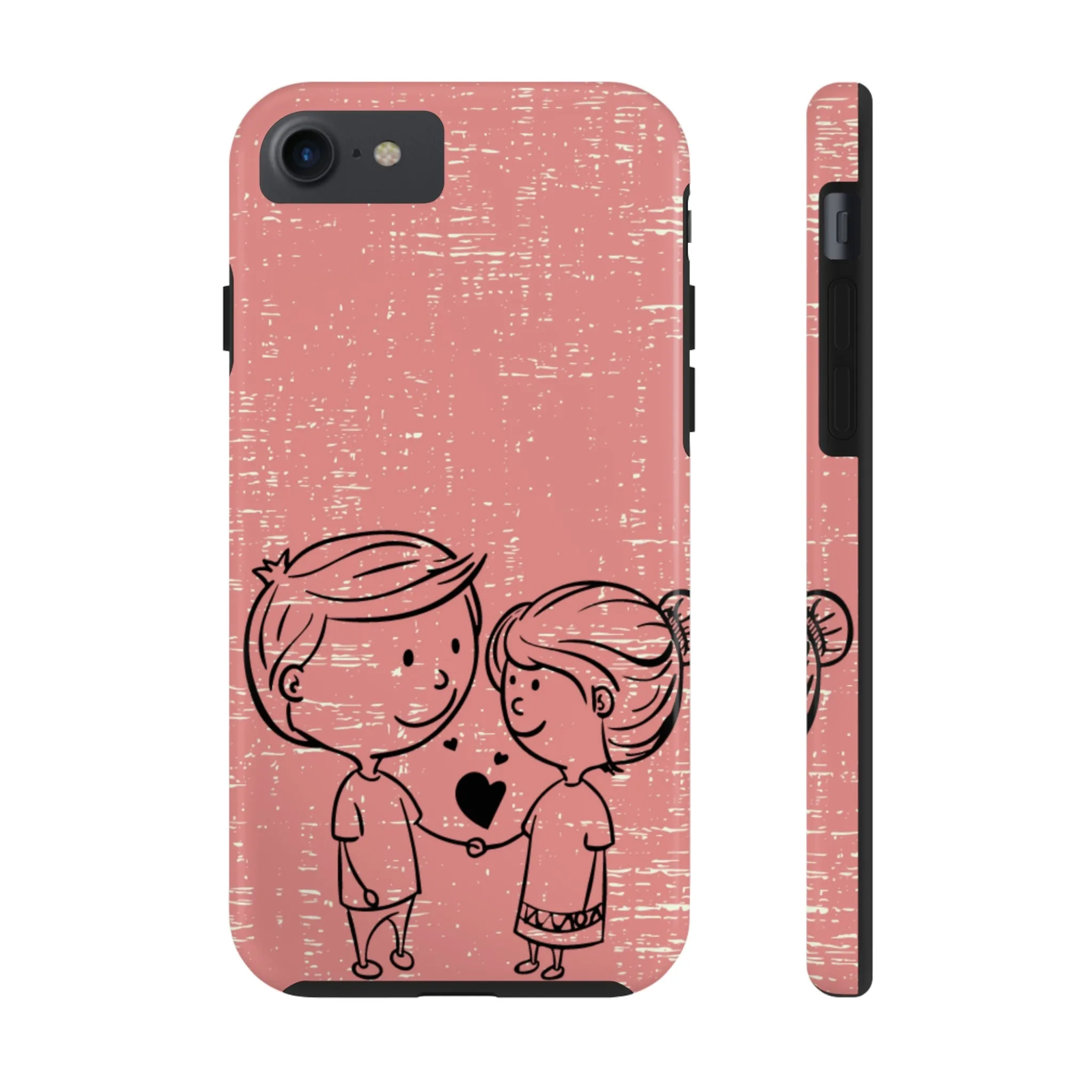 Romantic Couple Holding Hands Line Drawing Cell Phone Case - Rose Colored Love Cover