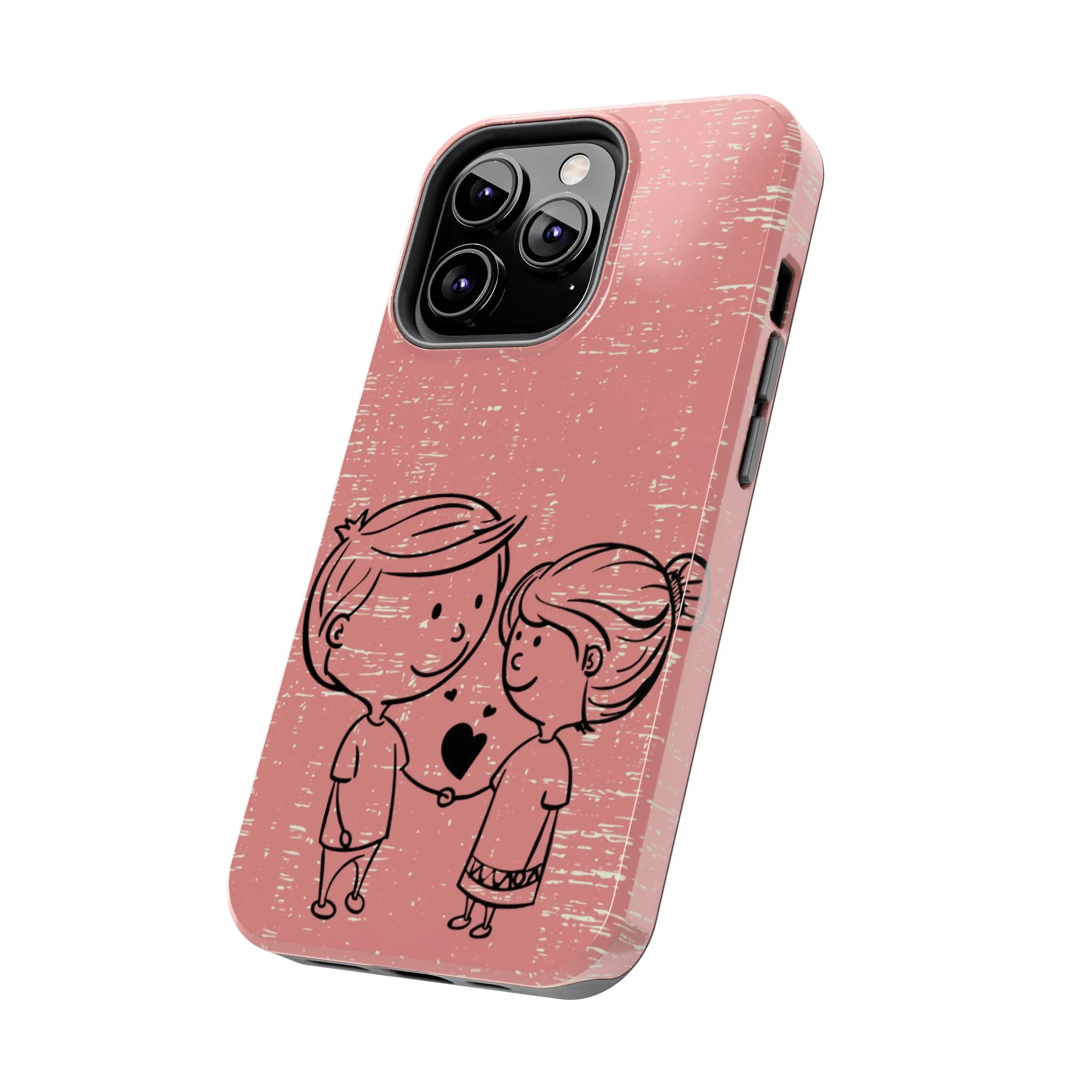 Romantic Couple Holding Hands Line Drawing Cell Phone Case - Rose Colored Love Cover