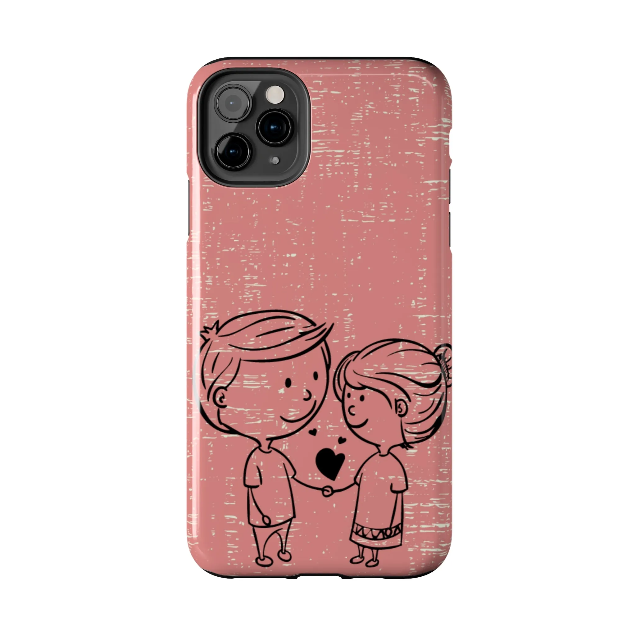 Romantic Couple Holding Hands Line Drawing Cell Phone Case - Rose Colored Love Cover