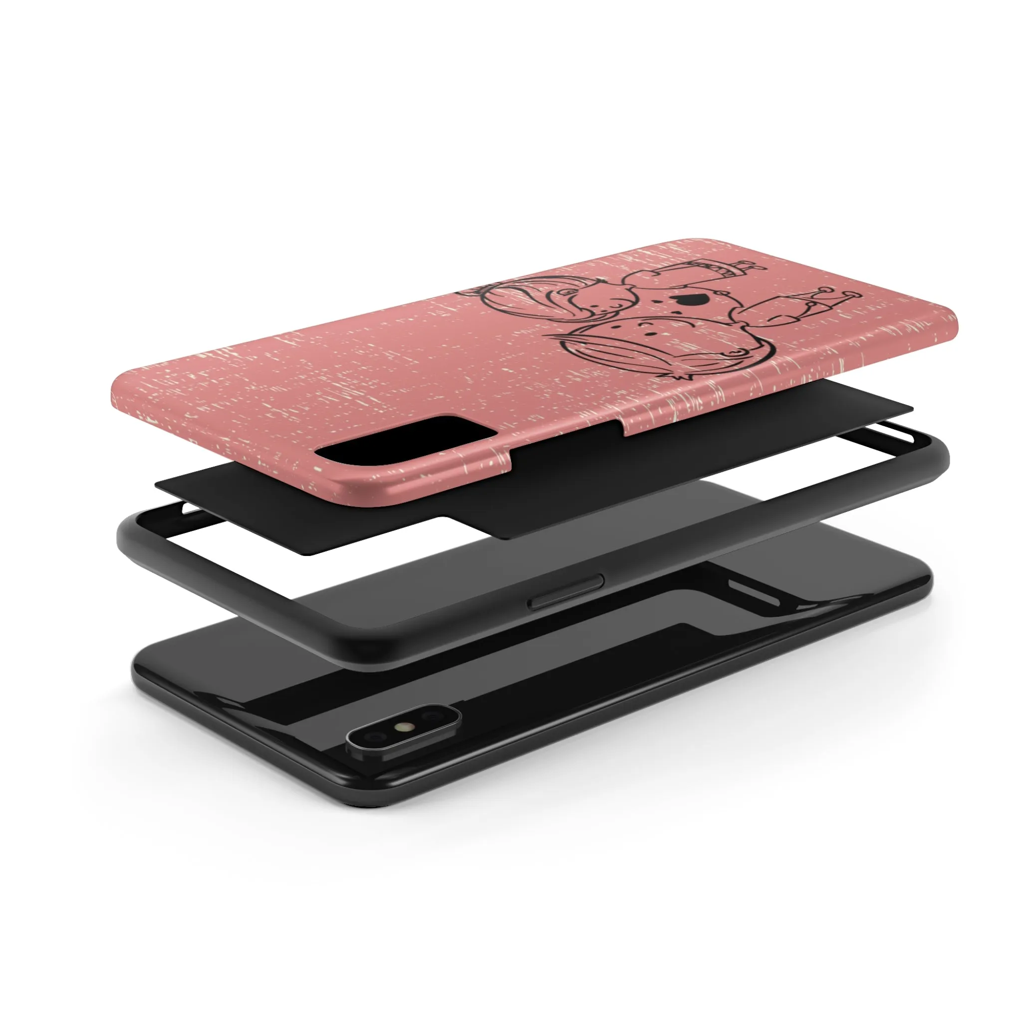 Romantic Couple Holding Hands Line Drawing Cell Phone Case - Rose Colored Love Cover
