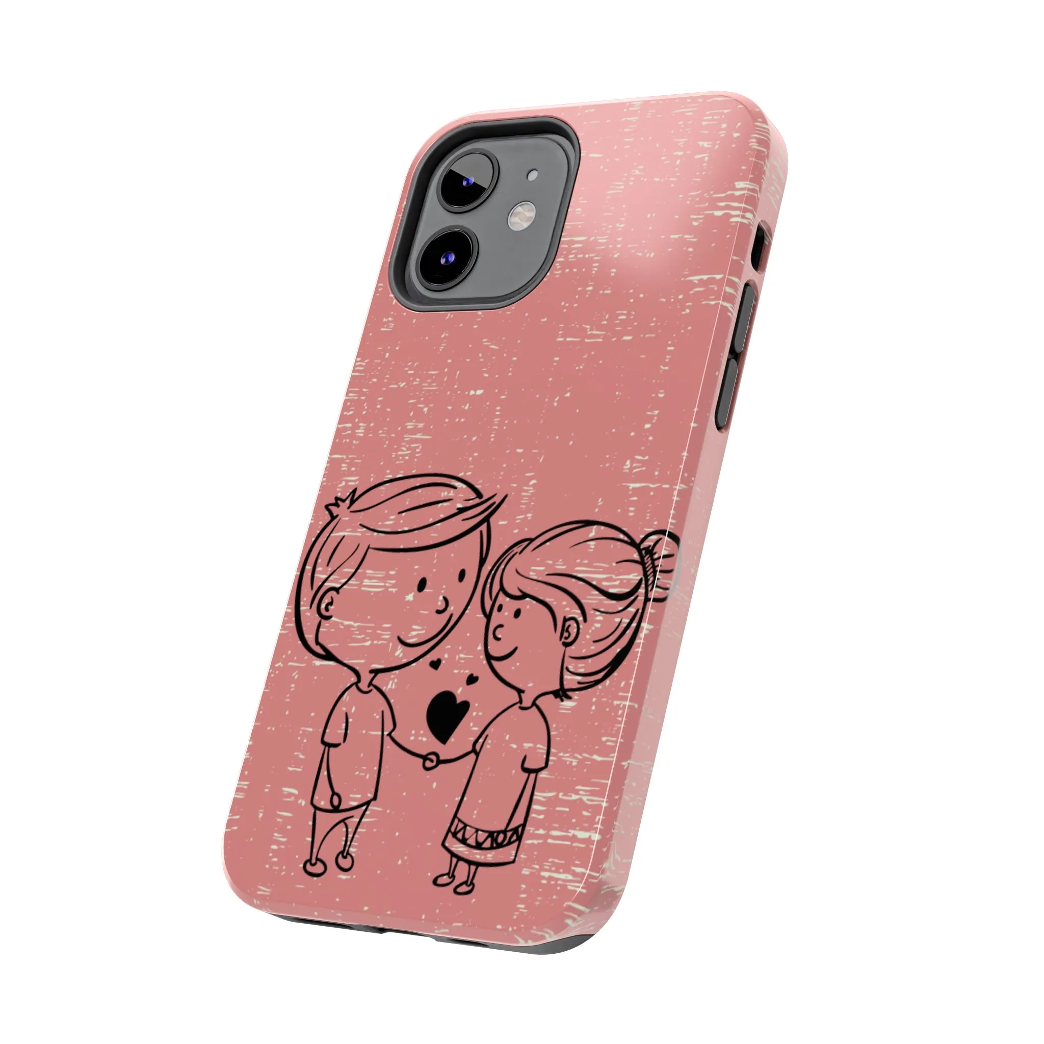 Romantic Couple Holding Hands Line Drawing Cell Phone Case - Rose Colored Love Cover