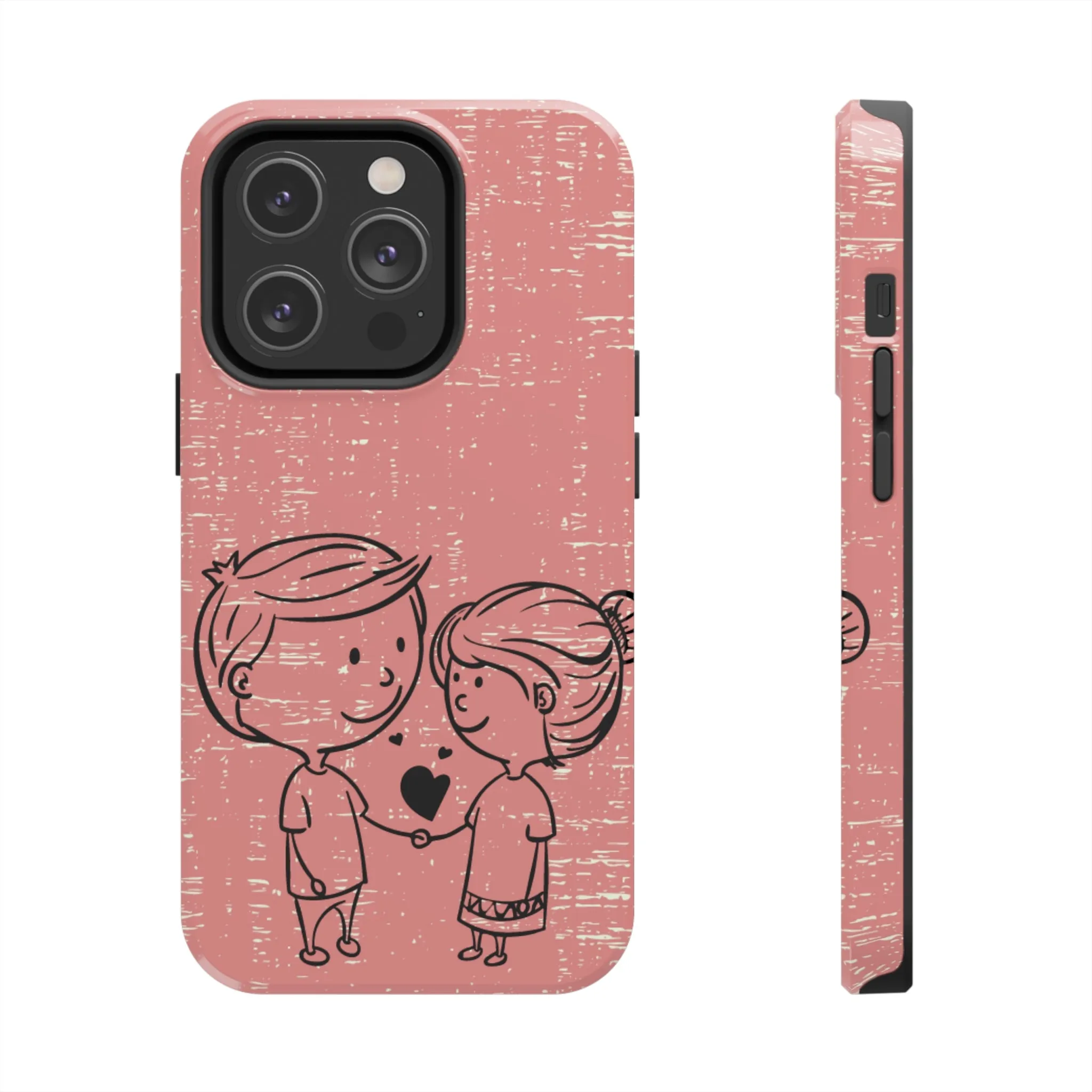 Romantic Couple Holding Hands Line Drawing Cell Phone Case - Rose Colored Love Cover