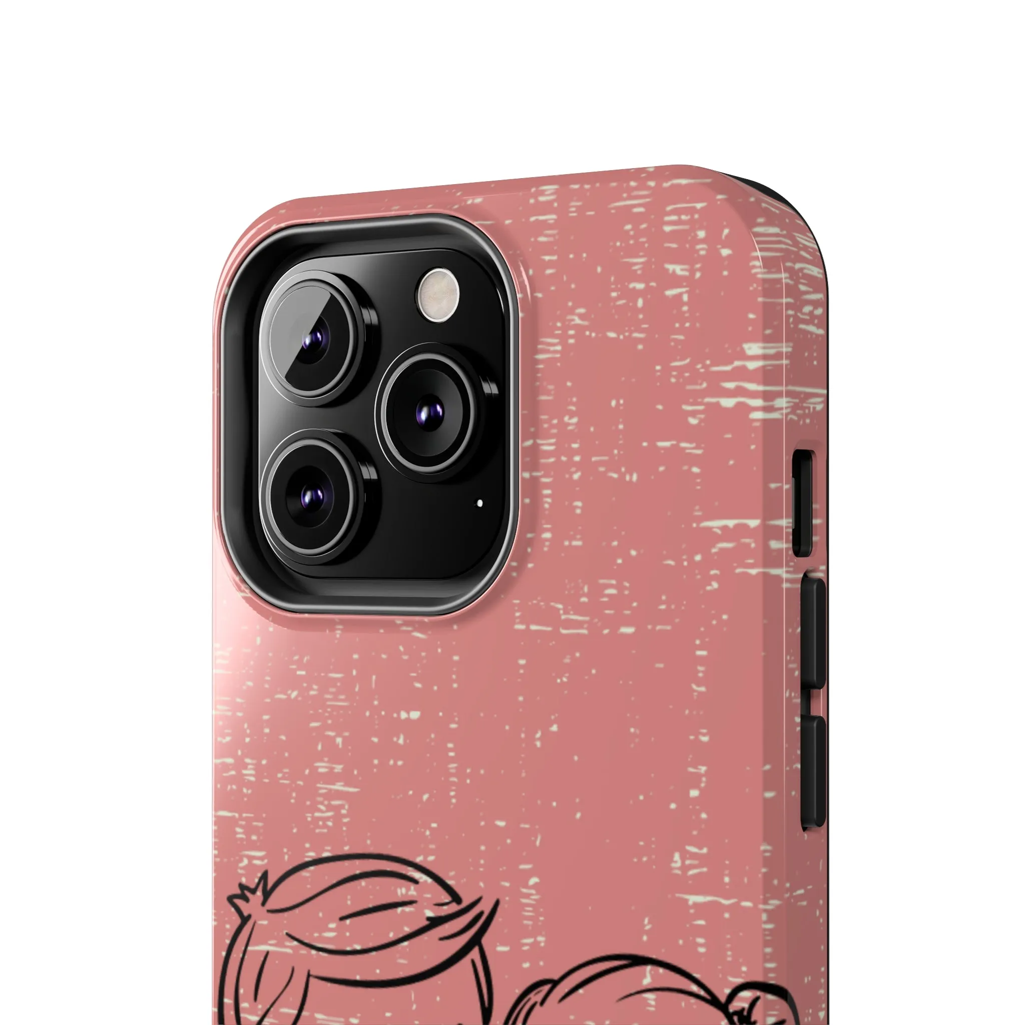 Romantic Couple Holding Hands Line Drawing Cell Phone Case - Rose Colored Love Cover