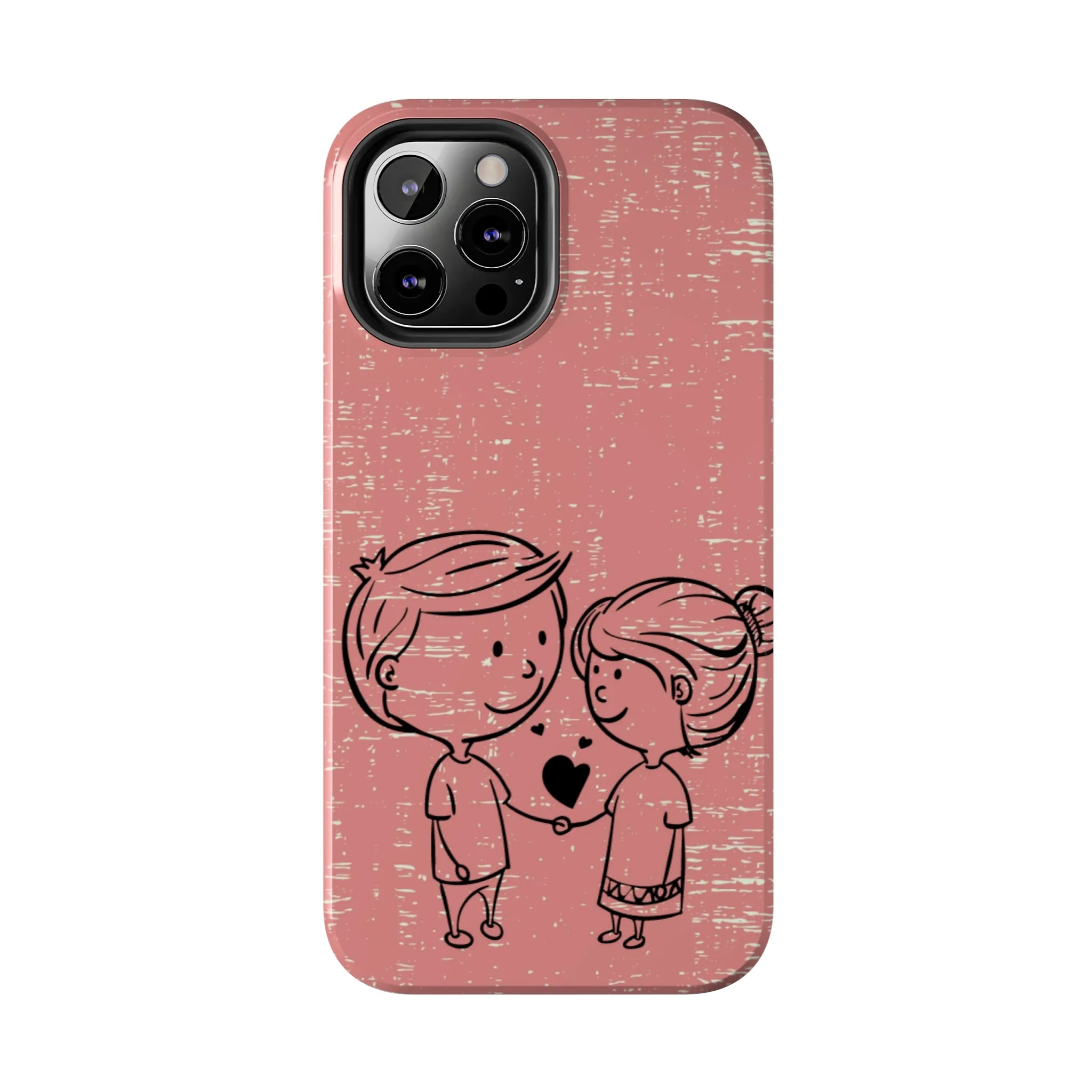 Romantic Couple Holding Hands Line Drawing Cell Phone Case - Rose Colored Love Cover
