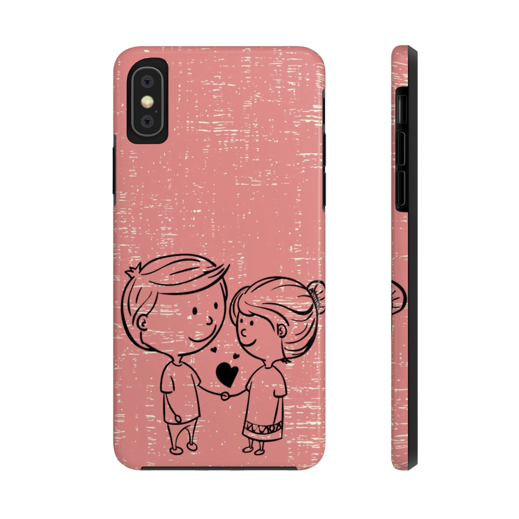 Romantic Couple Holding Hands Line Drawing Cell Phone Case - Rose Colored Love Cover
