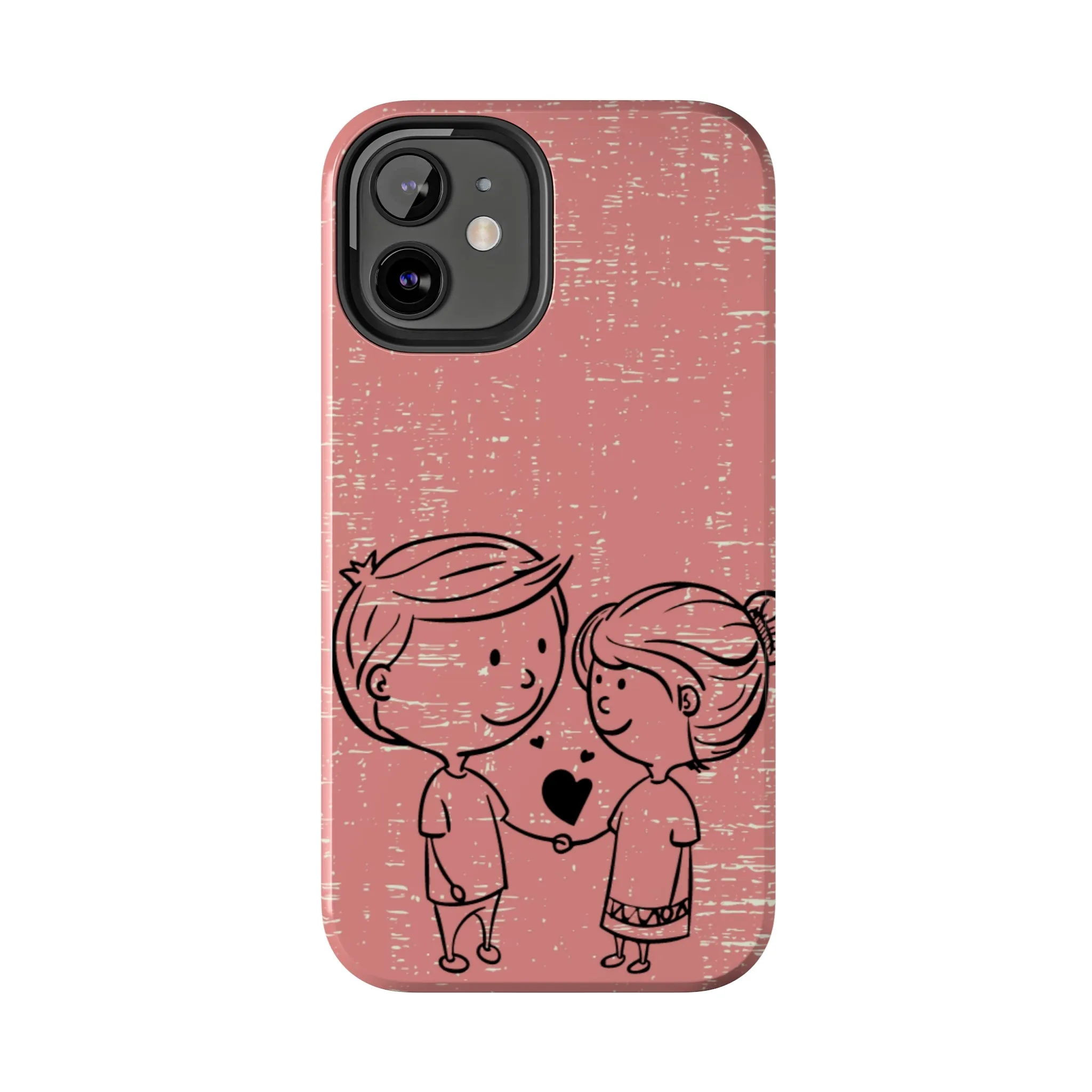 Romantic Couple Holding Hands Line Drawing Cell Phone Case - Rose Colored Love Cover