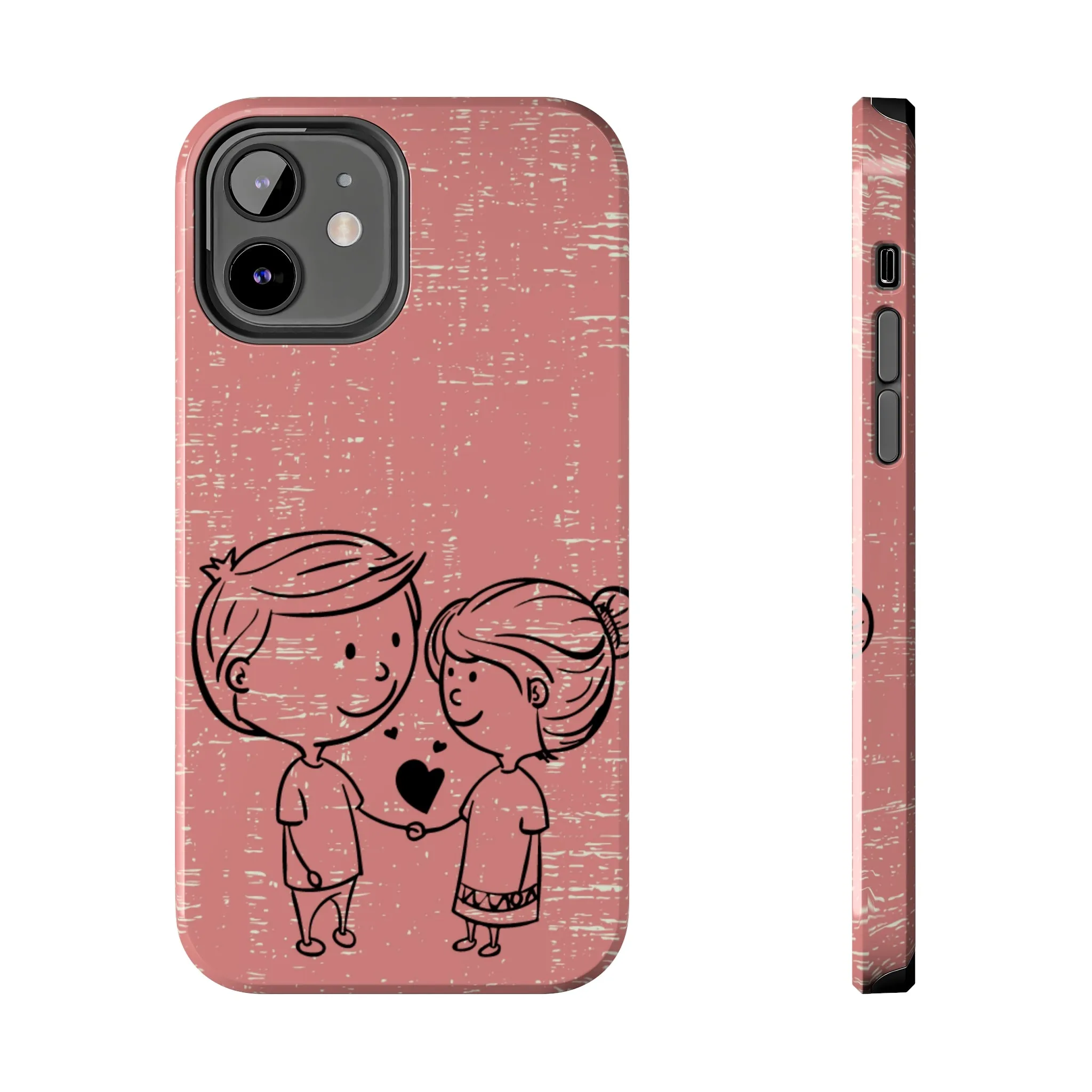 Romantic Couple Holding Hands Line Drawing Cell Phone Case - Rose Colored Love Cover