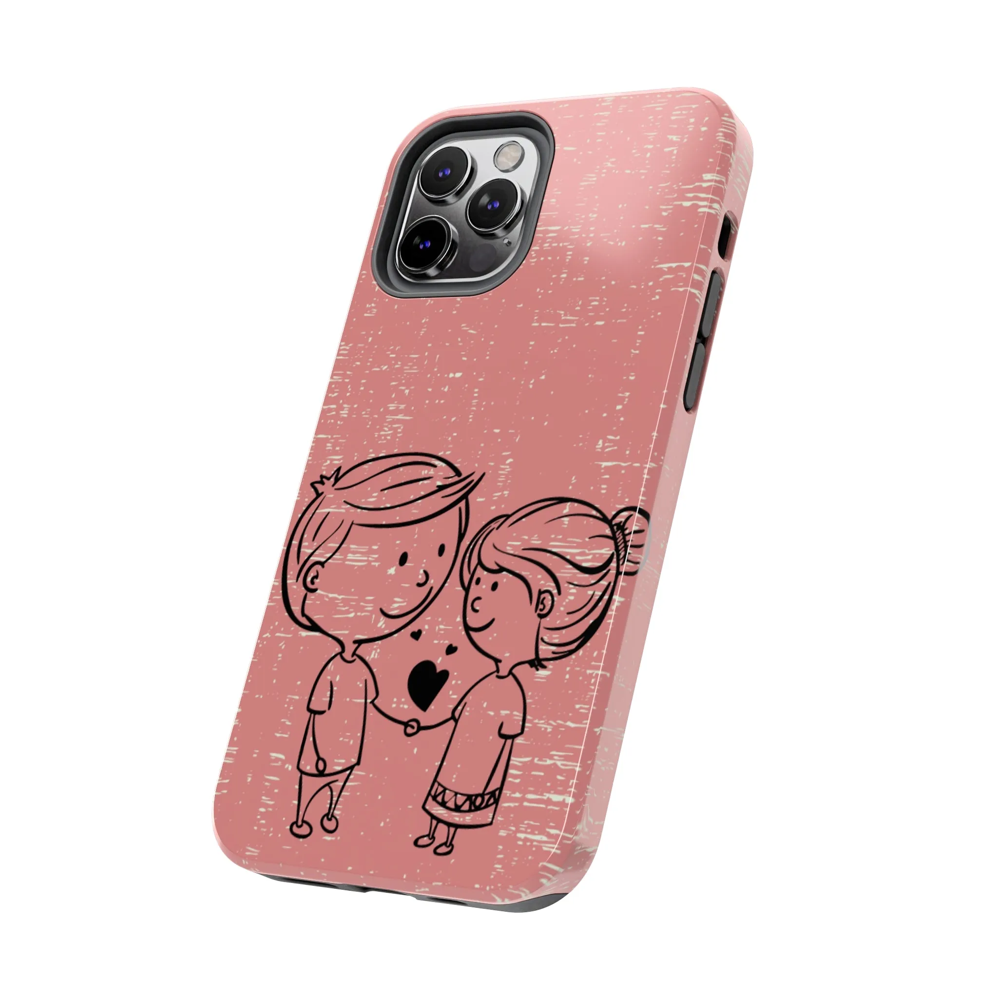 Romantic Couple Holding Hands Line Drawing Cell Phone Case - Rose Colored Love Cover