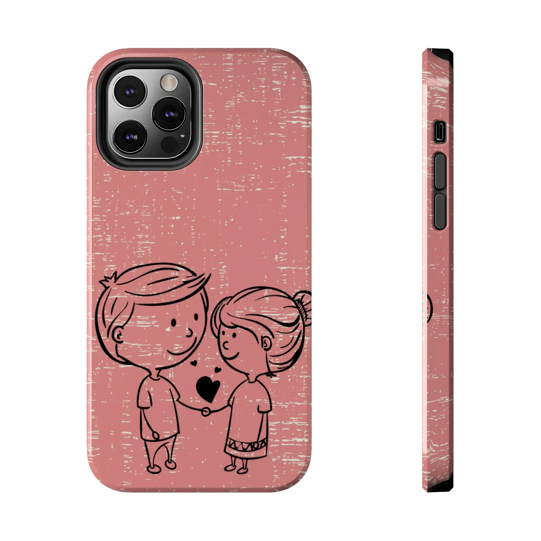 Romantic Couple Holding Hands Line Drawing Cell Phone Case - Rose Colored Love Cover