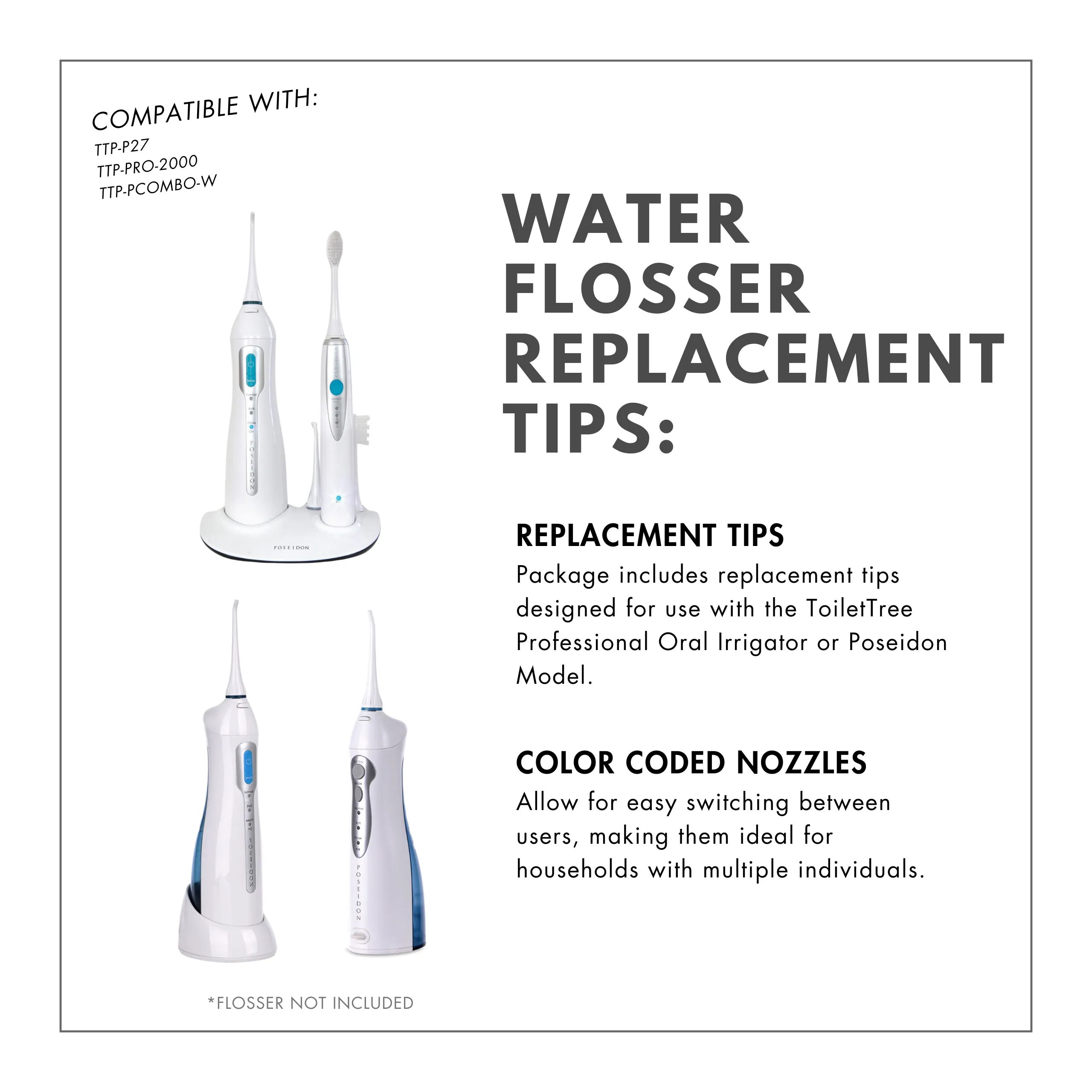 Water Flosser Replacement Tips - 2 Pack