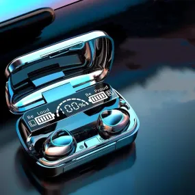 Water Resistant Black Wireless Earbuds with Long Battery Life & Built-In Microphone
