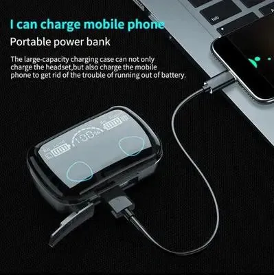 Water Resistant Black Wireless Earbuds with Long Battery Life & Built-In Microphone