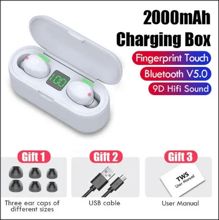 Wireless Bluetooth Headphones -  Waterproof HiFi Earbud Headset with Charging Case
