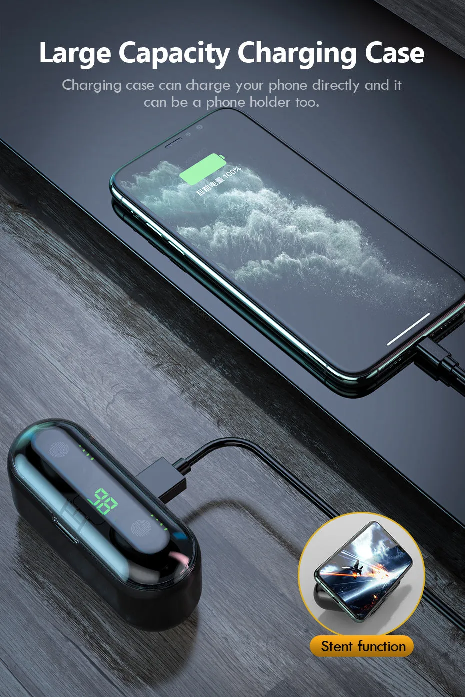Wireless Bluetooth Headphones -  Waterproof HiFi Earbud Headset with Charging Case