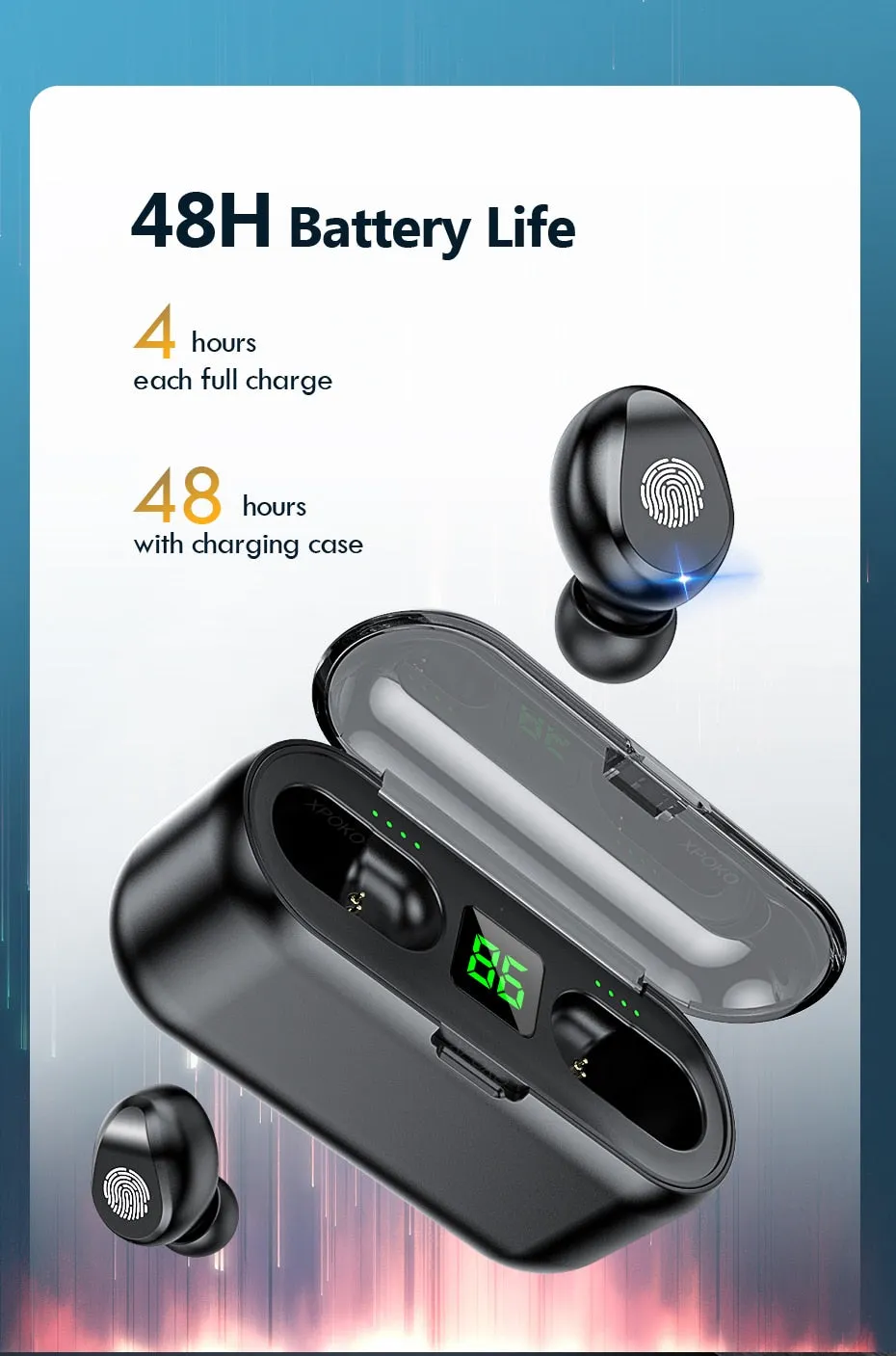 Wireless Bluetooth Headphones -  Waterproof HiFi Earbud Headset with Charging Case