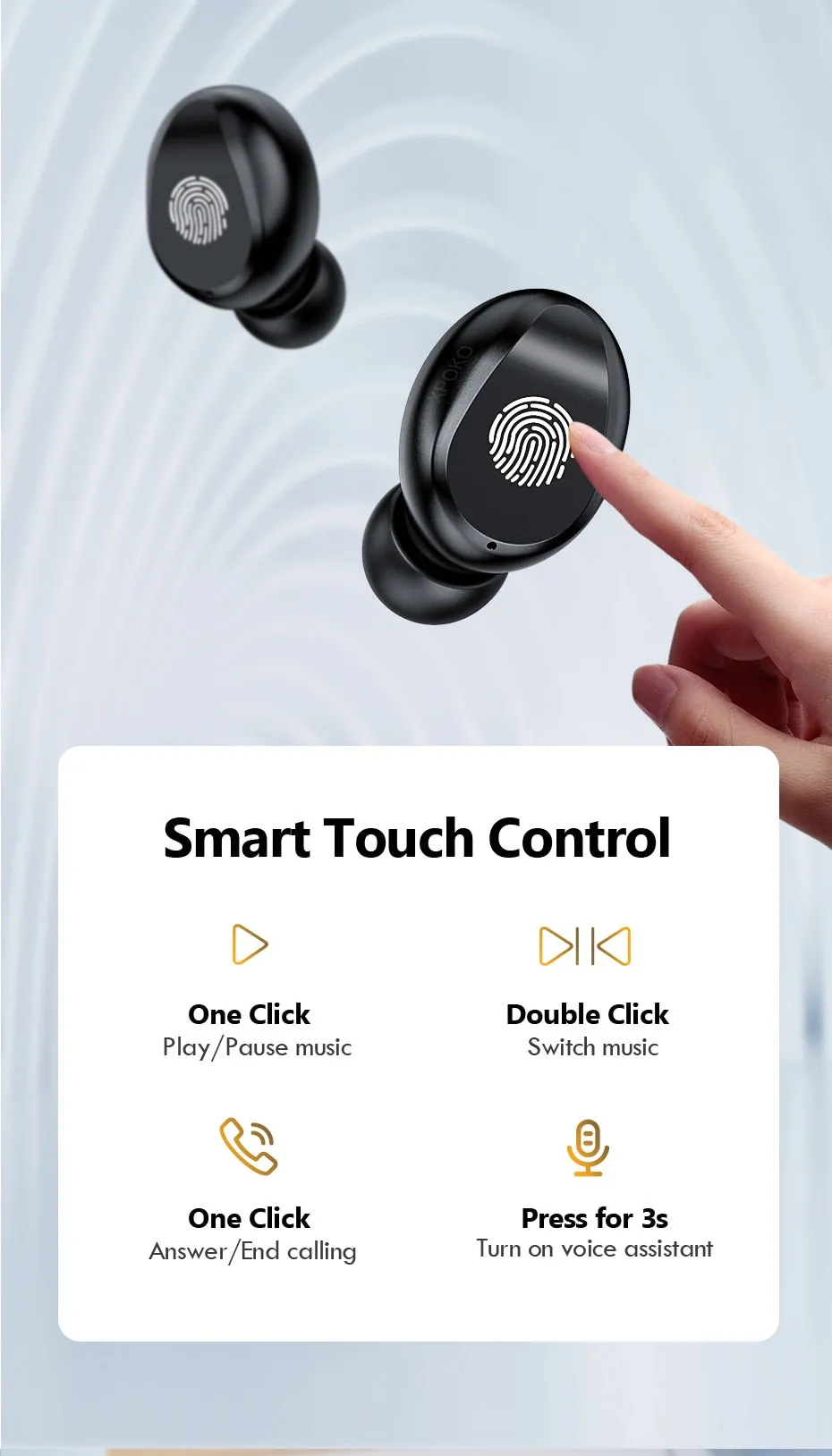 Wireless Bluetooth Headphones -  Waterproof HiFi Earbud Headset with Charging Case