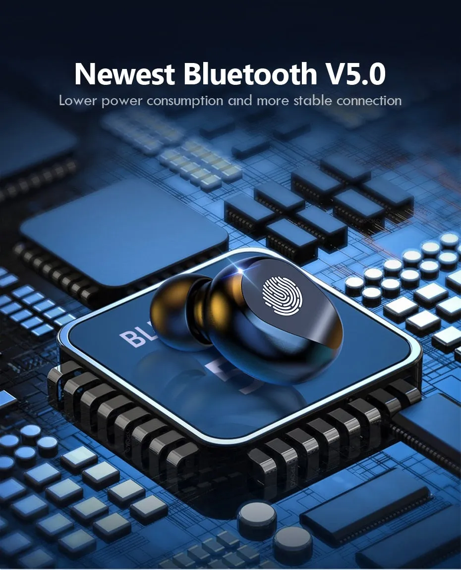 Wireless Bluetooth Headphones -  Waterproof HiFi Earbud Headset with Charging Case