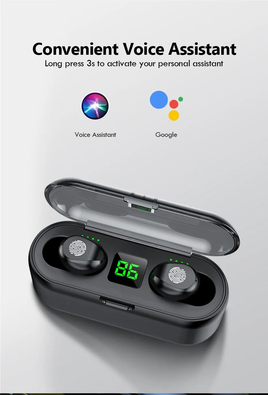 Wireless Bluetooth Headphones -  Waterproof HiFi Earbud Headset with Charging Case