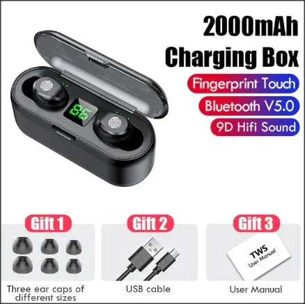 Wireless Bluetooth Headphones -  Waterproof HiFi Earbud Headset with Charging Case