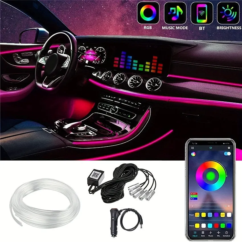 Wireless RGB Smart Car Ambient Lighting Kit with 16M Colors
