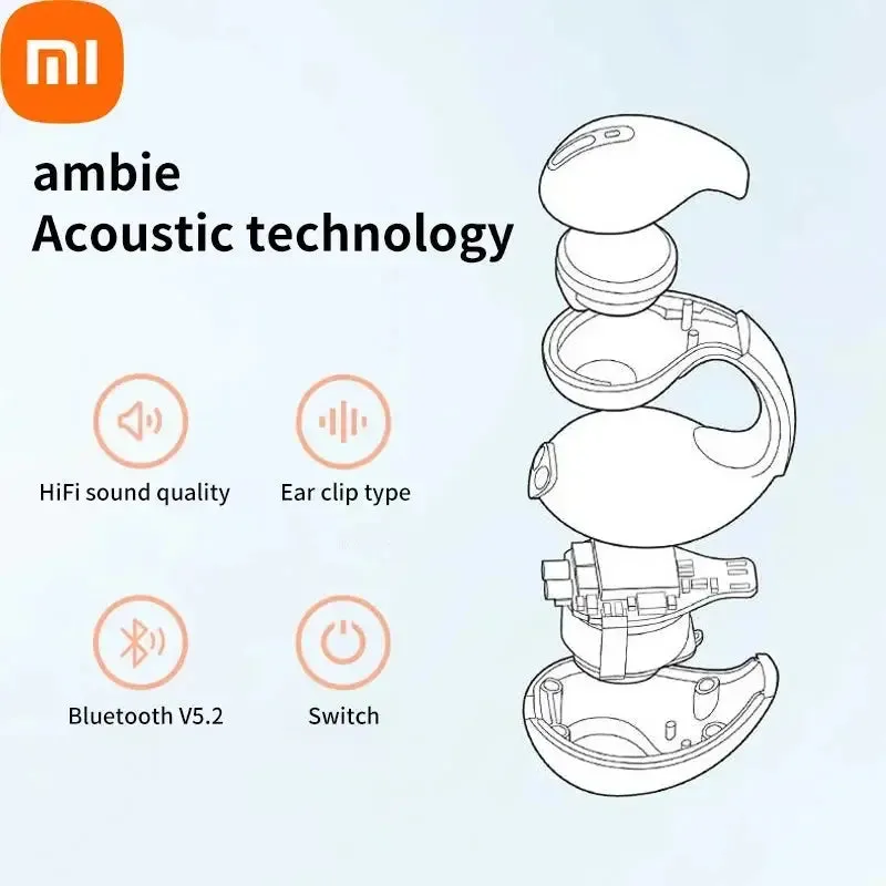 Xiaomi TWS Bluetooth Headphones Bone Conduction  Wireless Earbuds Open Ear Clip Headsets HiFi Sound Sport Earphones With Mic